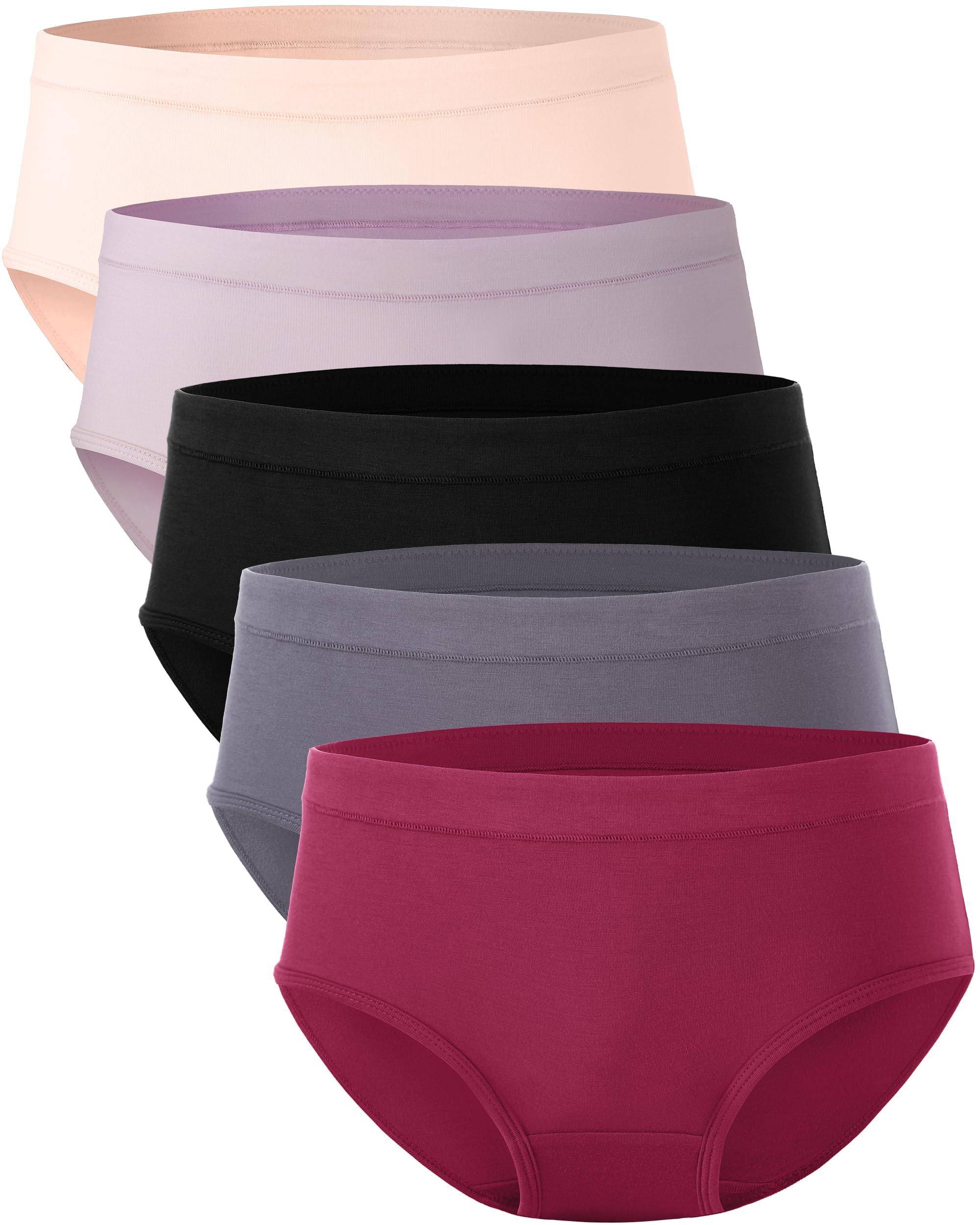 BAMBOO COOL Womens Underwear, Moisture-Wicking Briefs, Soft and Breathable Panties, Mid Waist, 5-Pack