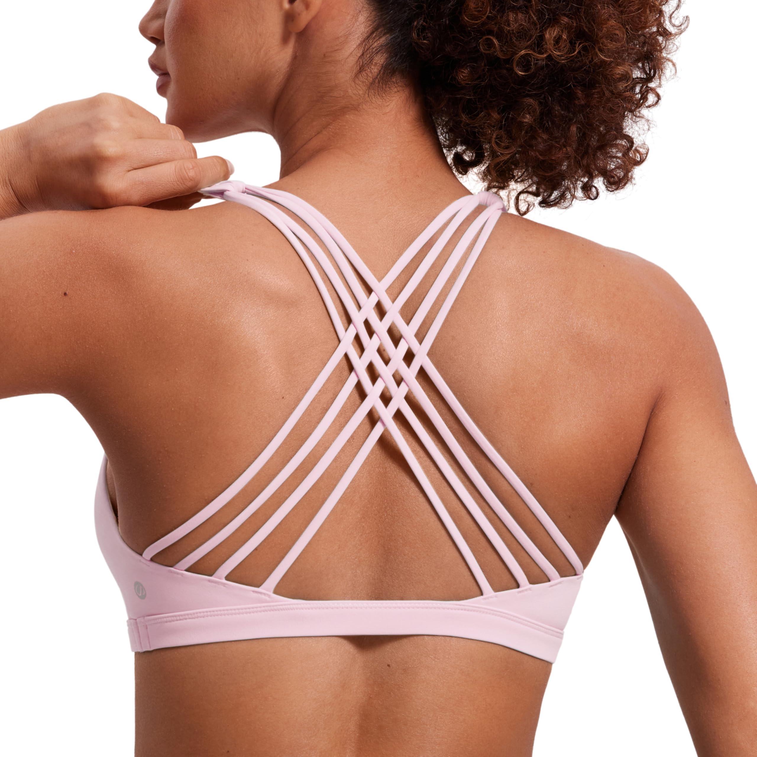 CRZ YOGA Naked Feeling Cross Back Sports Bras | Light Support, Removable Pads, Yoga, Sleek, Strappy, Scoop Neck, for Women