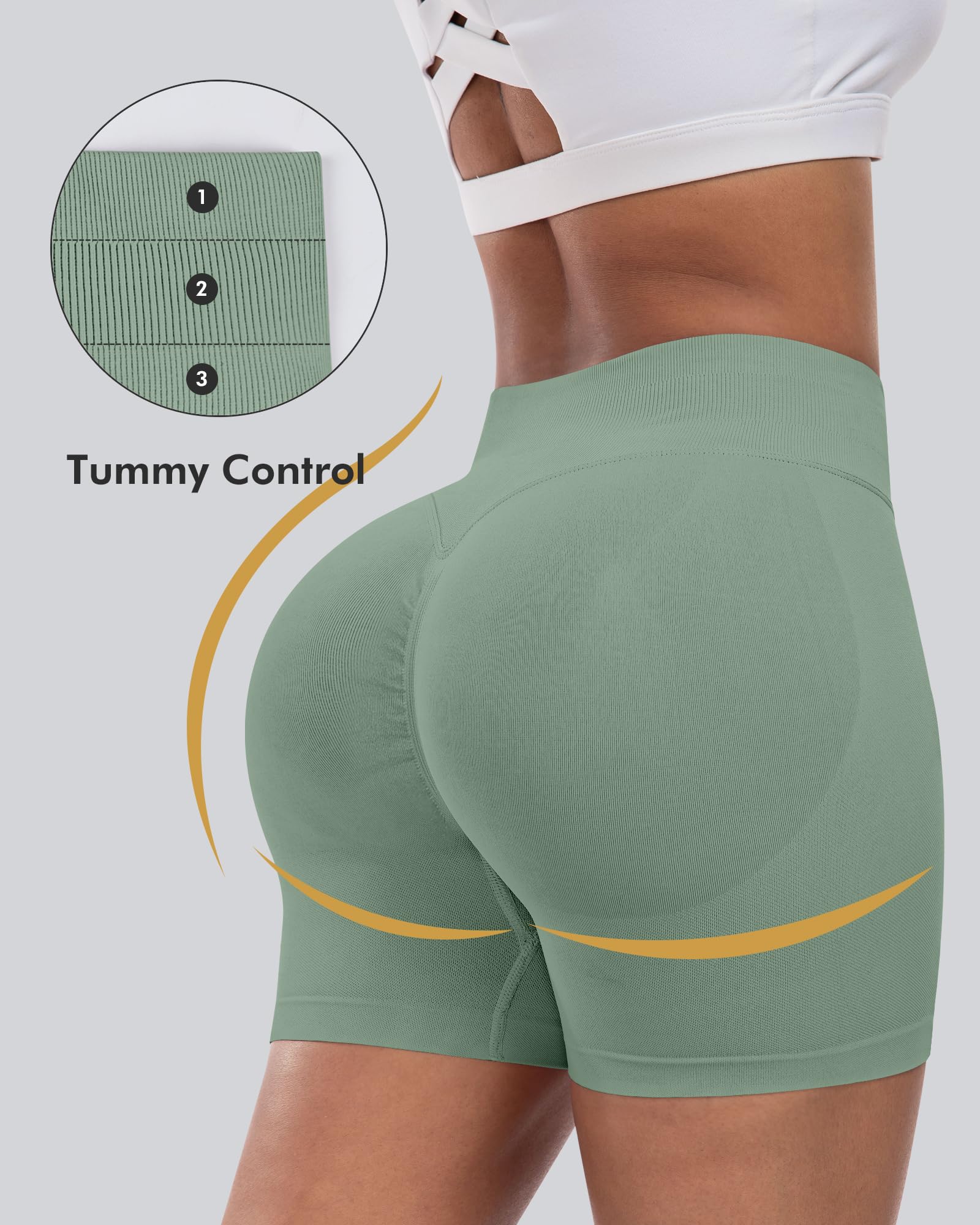CHRLEISURE Workout Shorts for Women, High Waisted Butt Lifting Scrunch Sports Seamless Gym Shorts Set