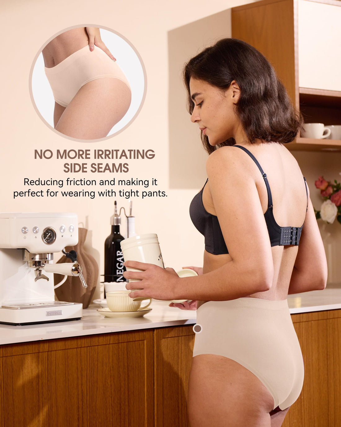 BAMBOO COOL Women's Underwear Ladies Brief Seamless Panties Moisture Wicking Stretchy Full Coverage