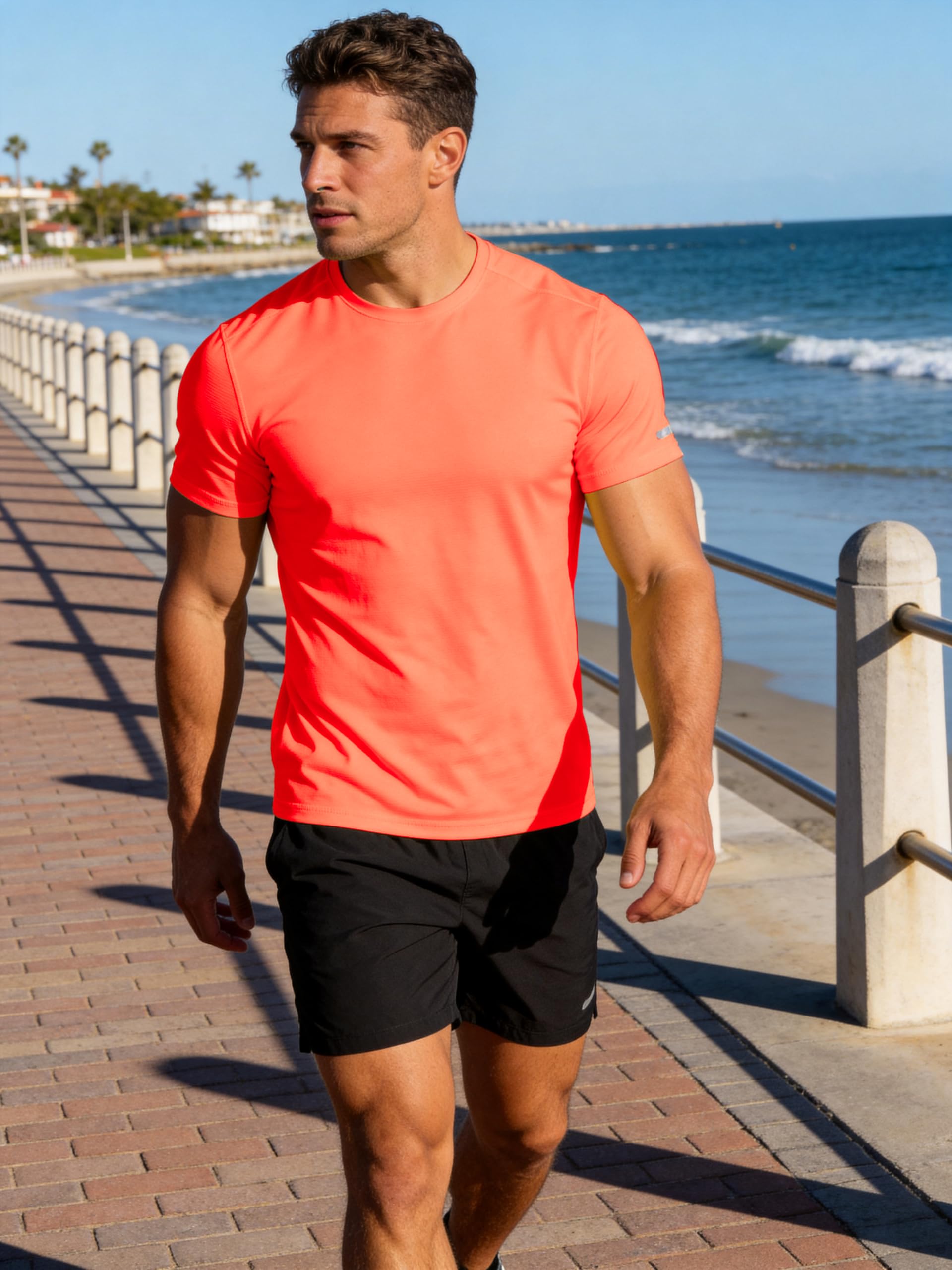 Workout Shirts Men Moisture Wicking Quick Dry Running Short Sleeve | Breathable high elasticity gym activewear tee durable lightweight athletic fit performance tshirt