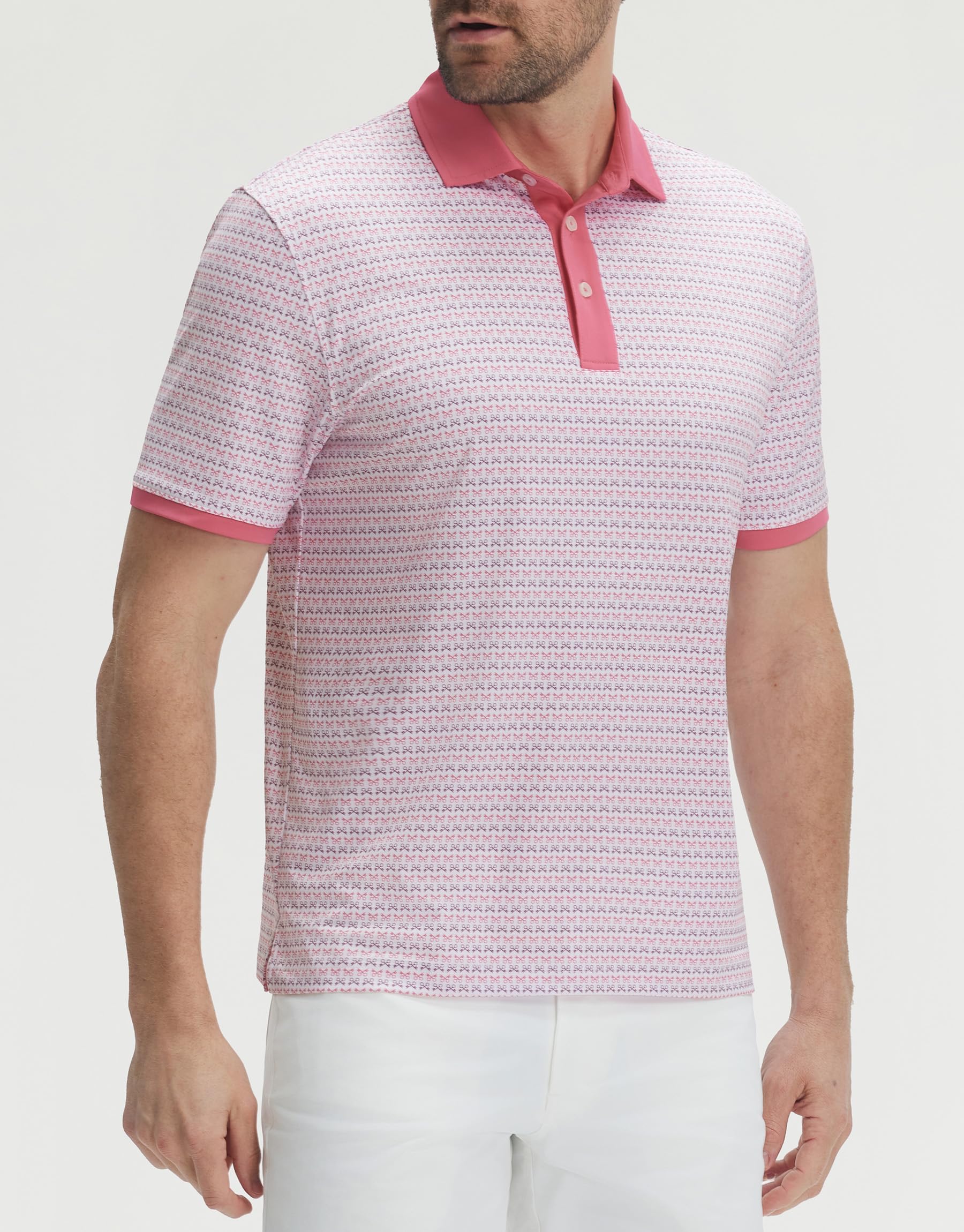 M MAELREG Golf Polo Shirts for Men Dry Fit Performance Lightweight Printing Contrast Collar Mens Golf Shirts Short Sleeve