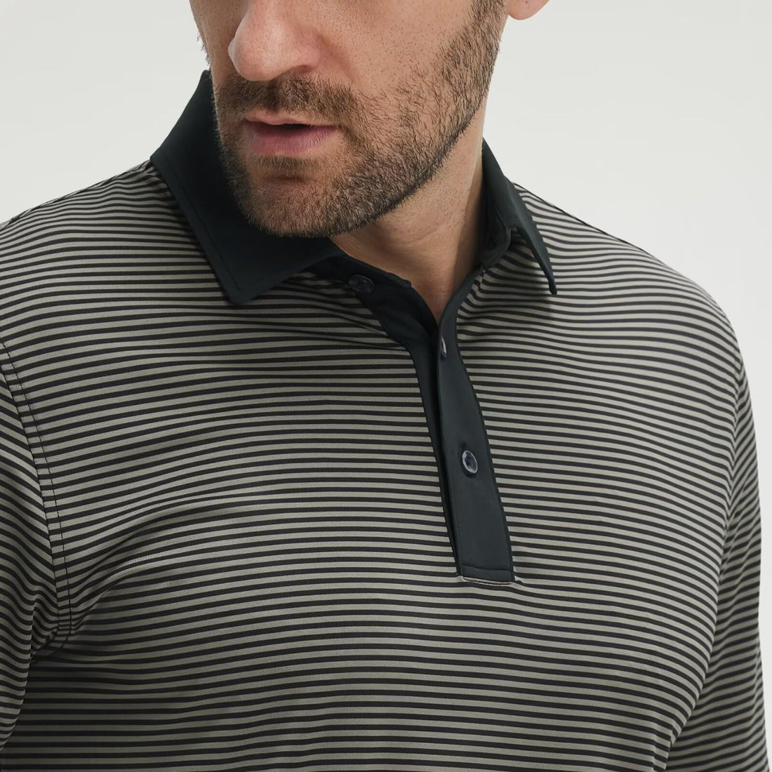 M MAELREG Golf Shirts for Men Moisture Wicking Dry Fit Striped Polo Performance Sport Mens Polo Shirts Short Sleeve