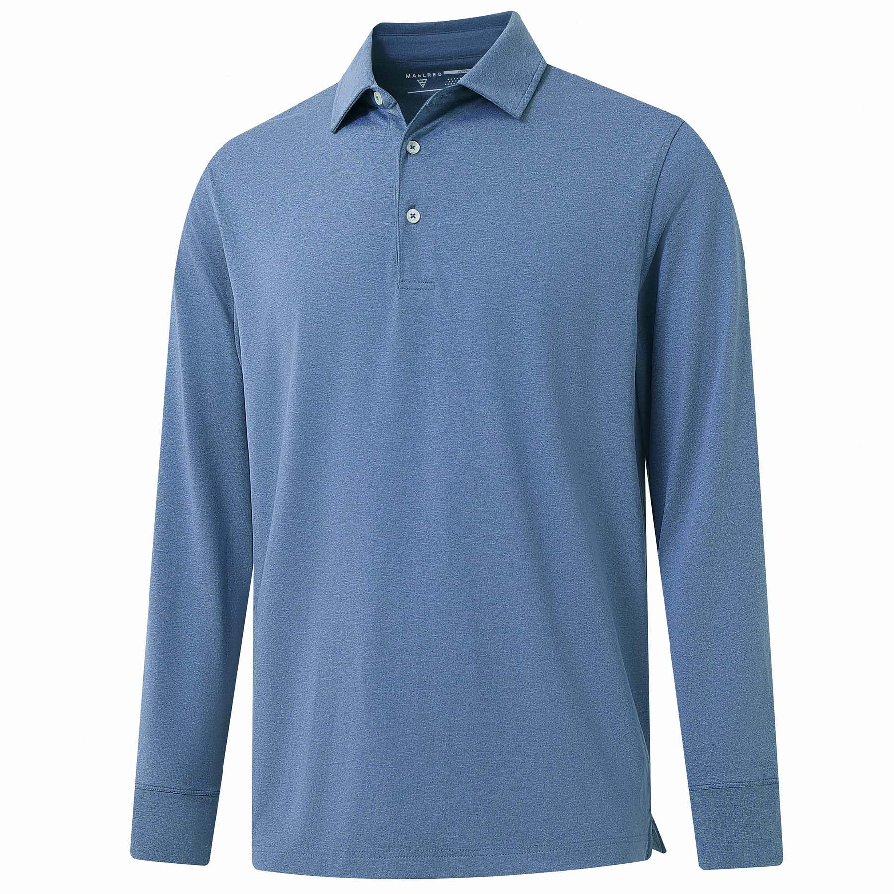 M MAELREG Golf Shirts for Men Dry Fit Performance Lightweight Heather Contrast Collar Mens Polo Shirts Short and Long Sleeve
