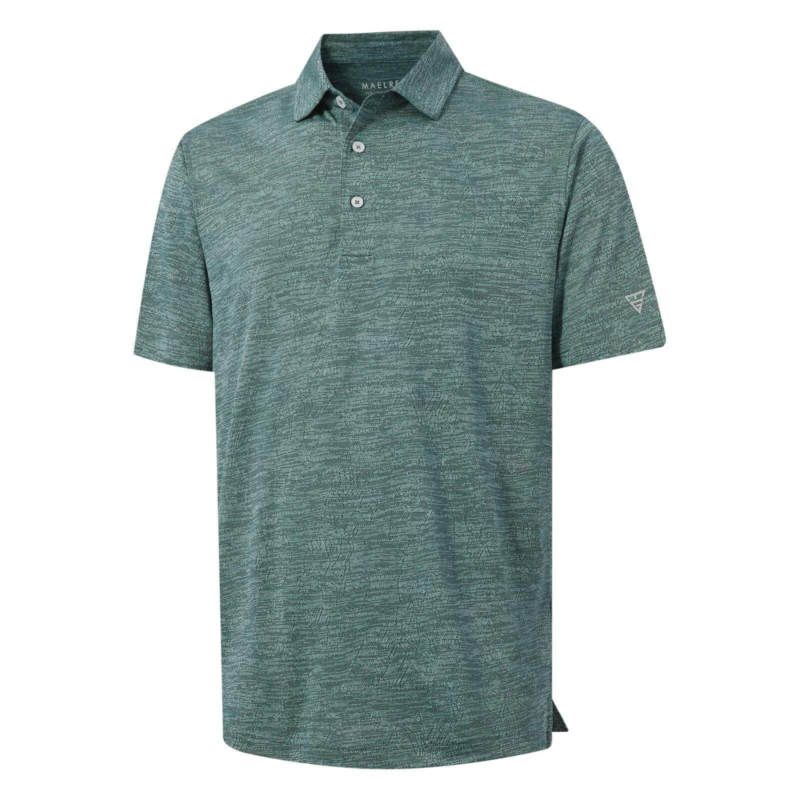 M MAELREG Short Sleeve Golf Shirts for Men Moisture Wicking Performance Lightweight Jacquard 3 Button Polo Shirts for Men