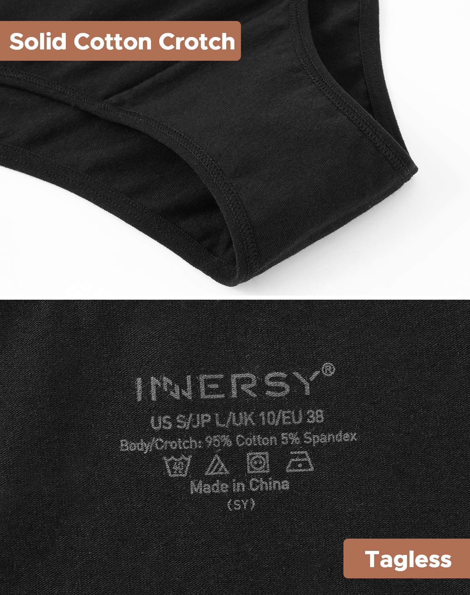 INNERSY Women's Cotton Underwear Cheeky Hipster Panties 6-Pack