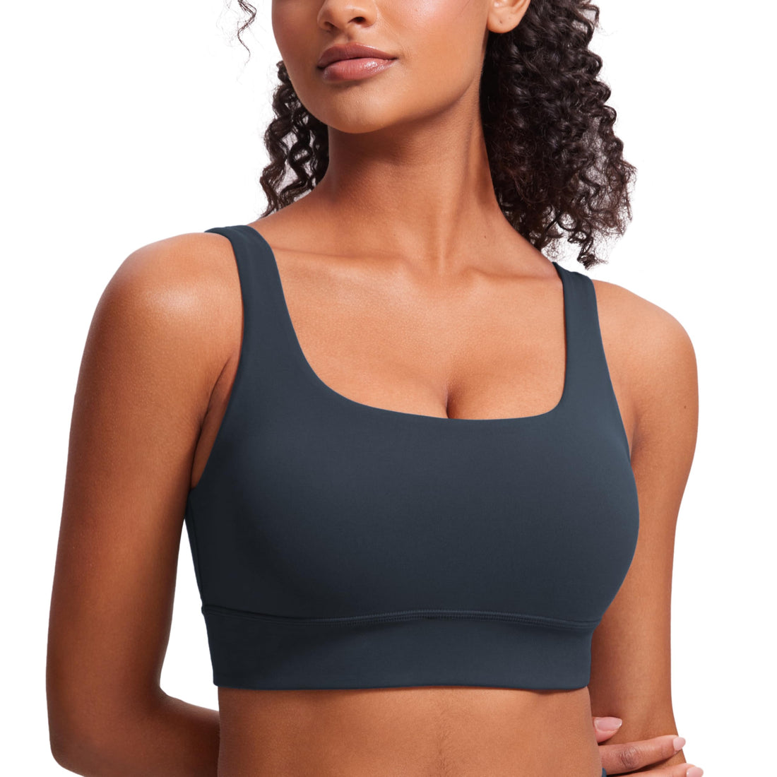 CRZ YOGA Butterluxe U Back Sports Bras | Light Support, Removable Pads, Yoga, Extremely Soft, Longline, Scoop Neck, Wide Straps, for Women
