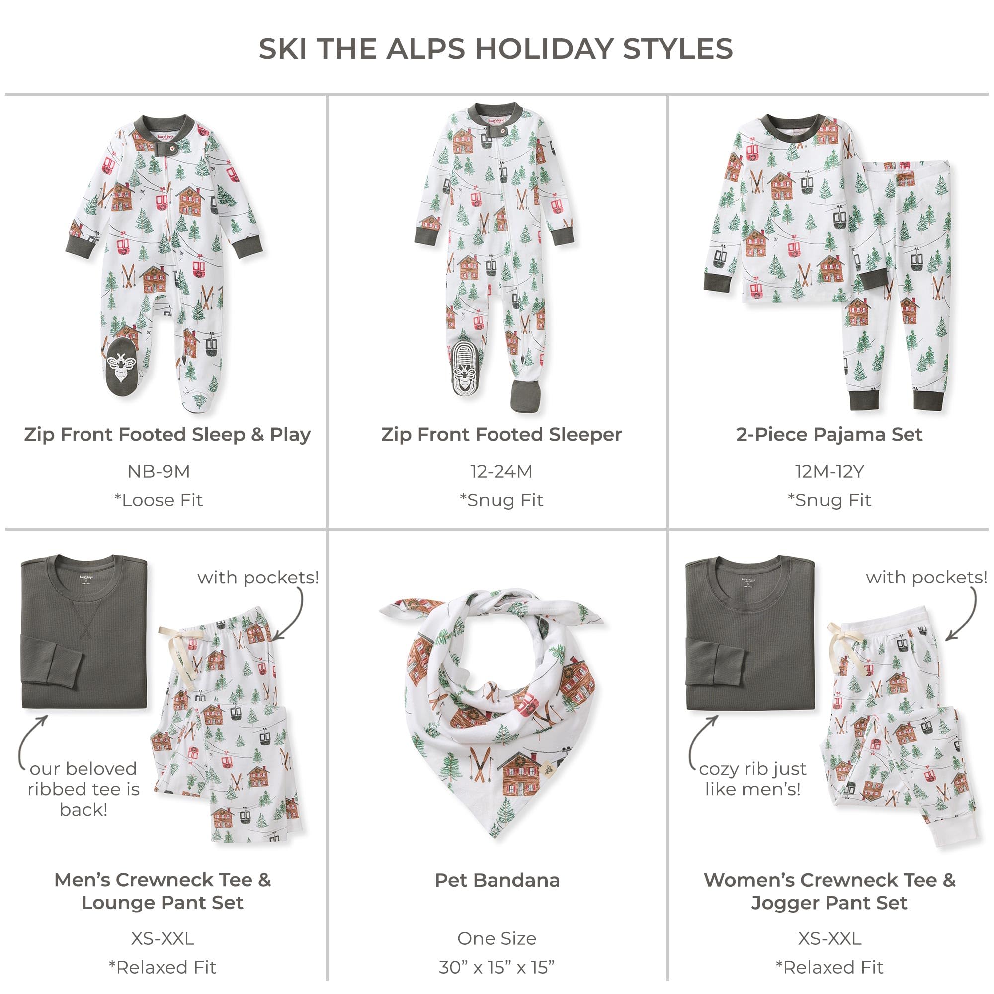 Burt's Bees Baby Matching Family Jammies, Organic Cotton, Holiday Pajamas