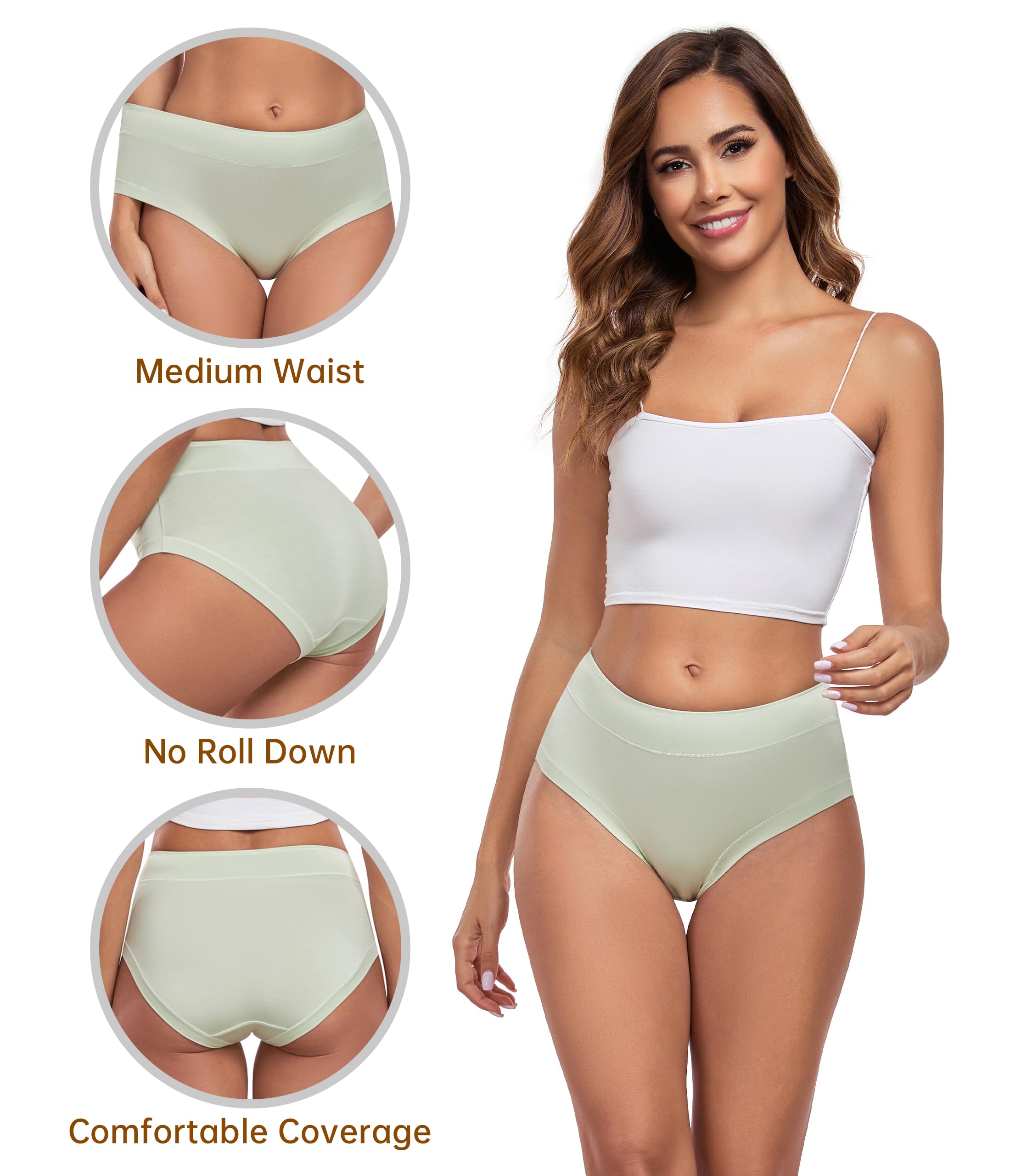 ANLIQI Women's Cotton Modal Ployamide Bikini Panties, Soft Moisture Wicking Hipster Briefs Undies for Ladies Multi-Pack