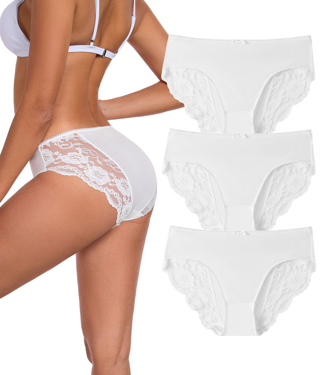 ANLIQI Leopard Print Women Underwear Lace Bikini Panties Pack Comfy Sex Hipster Soft Smooth Animal Print Brief for Ladies