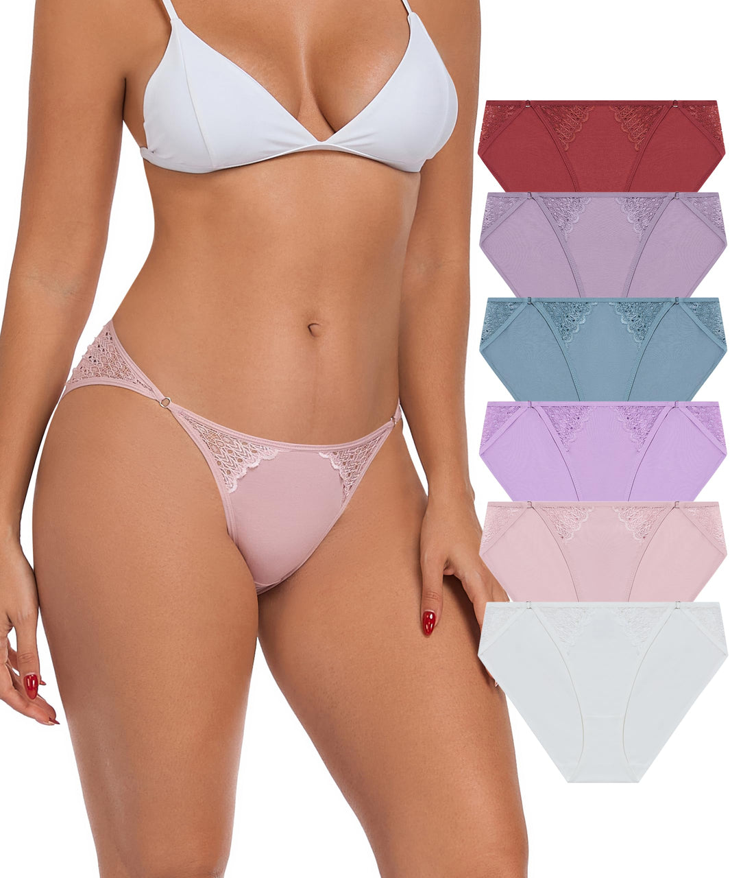 ANLIQI Women's Cotton Modal Ployamide Bikini Panties, Soft Moisture Wicking Hipster Briefs Undies for Ladies Multi-Pack