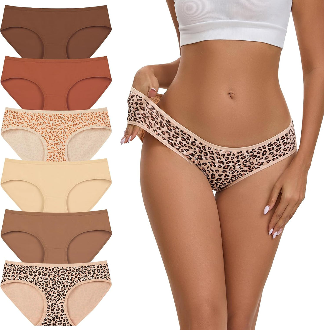 INNERSY Women's Cotton Underwear Low Rise Hipster Panties 6-Pack