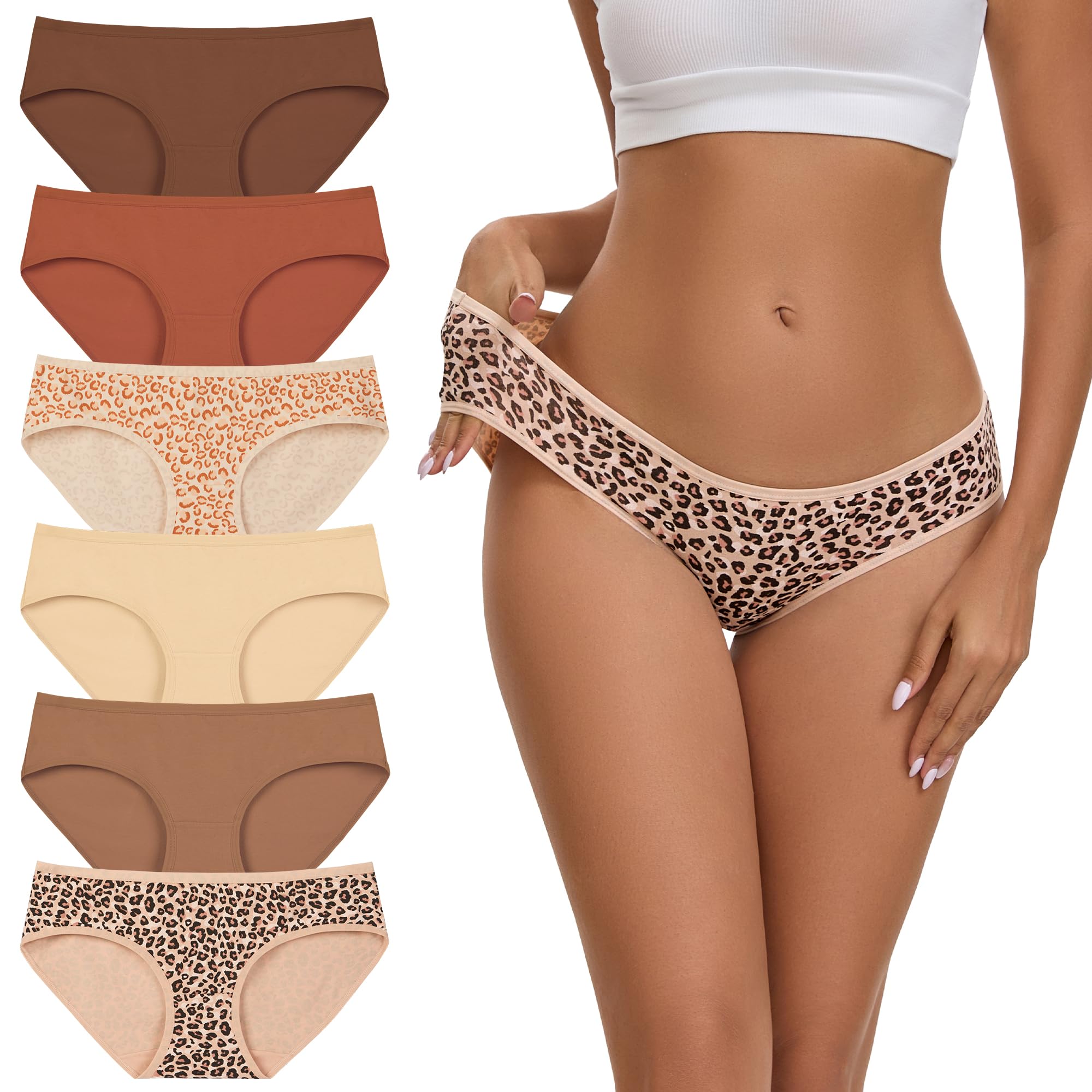 INNERSY Women's Cotton Underwear Low Rise Hipster Panties 6-Pack
