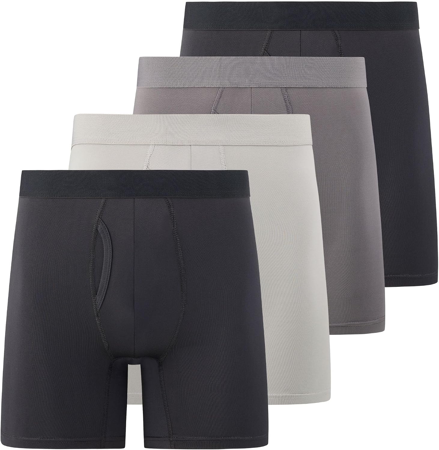 Mens Boxer Briefs, Pack of 4, Microfiber Moisture Wicking Tagless Underwear