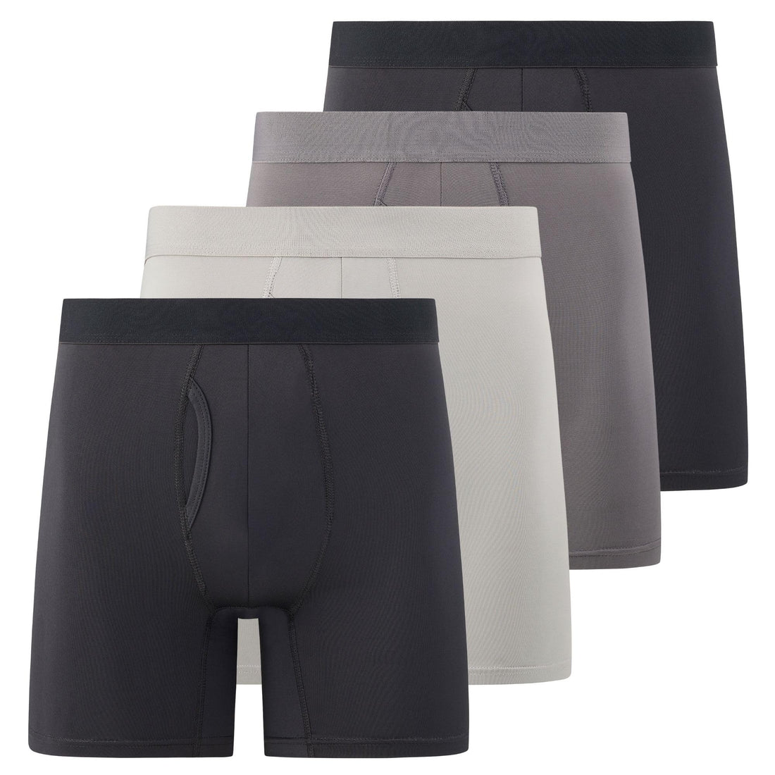 Mens Boxer Briefs, Pack of 4, Microfiber Moisture Wicking Tagless Underwear