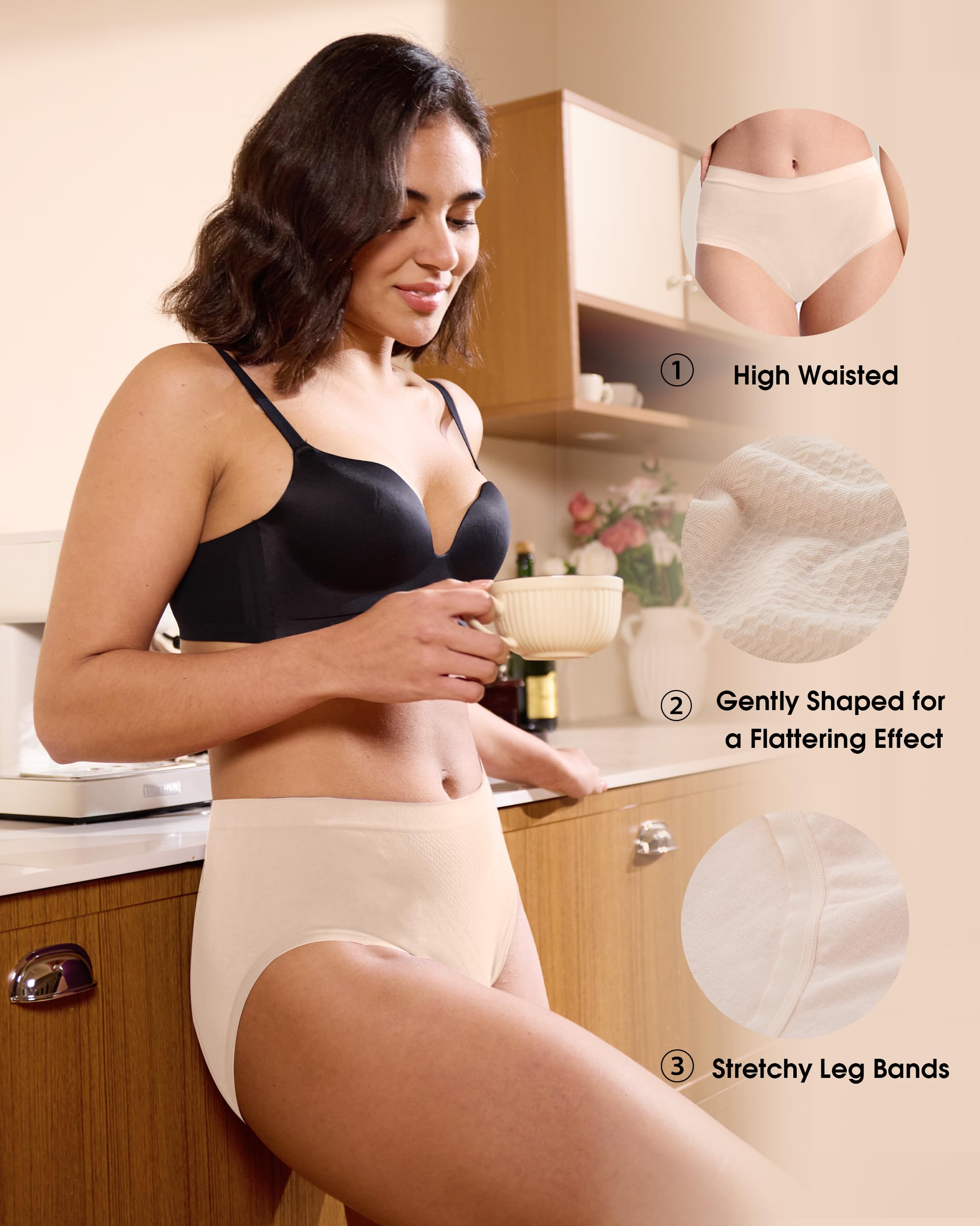 BAMBOO COOL Women's Underwear Ladies Brief Seamless Panties Moisture Wicking Stretchy Full Coverage