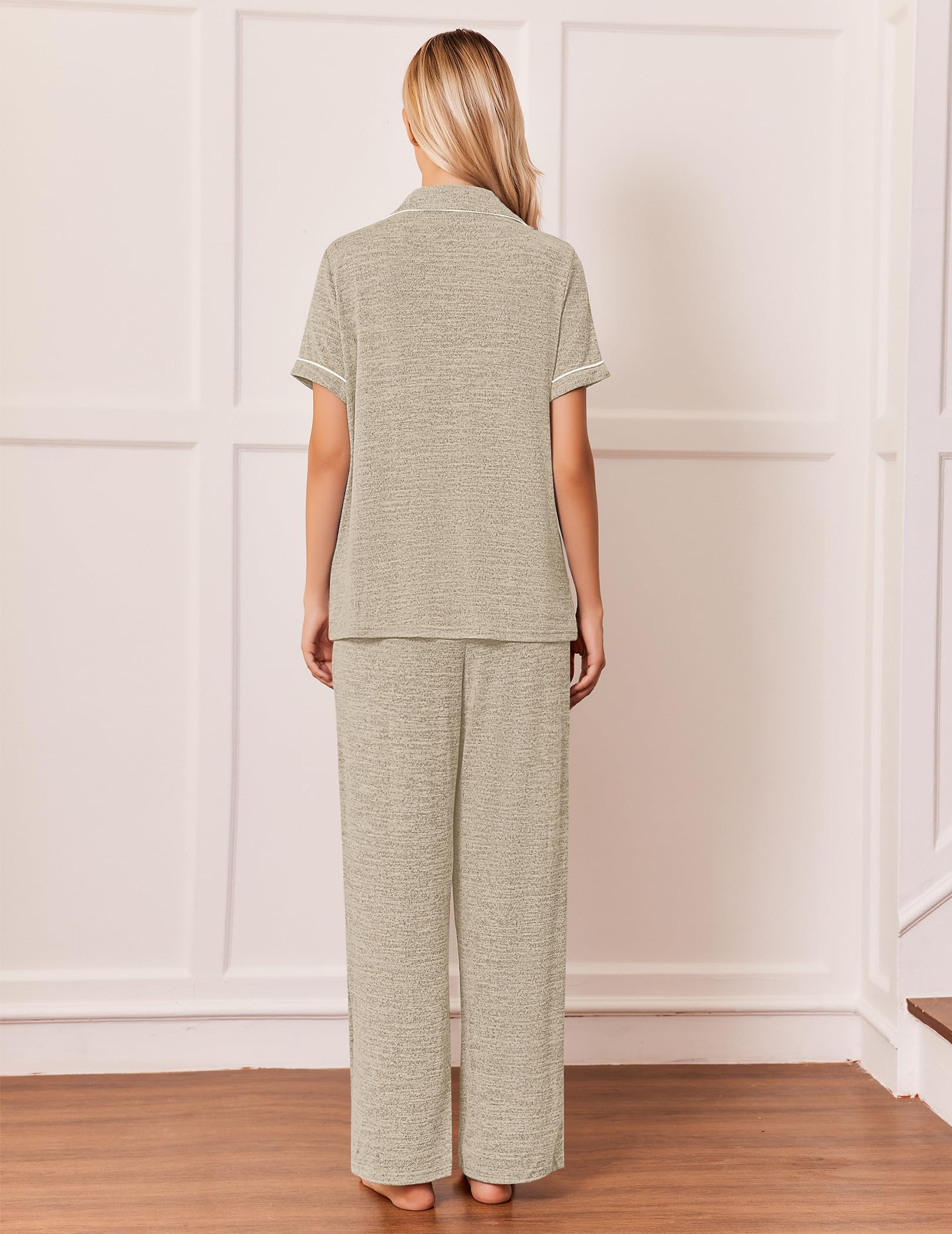 Ekouaer Pajamas for Women Set Short Sleeve Long Pants 2 Piece Lounge Set