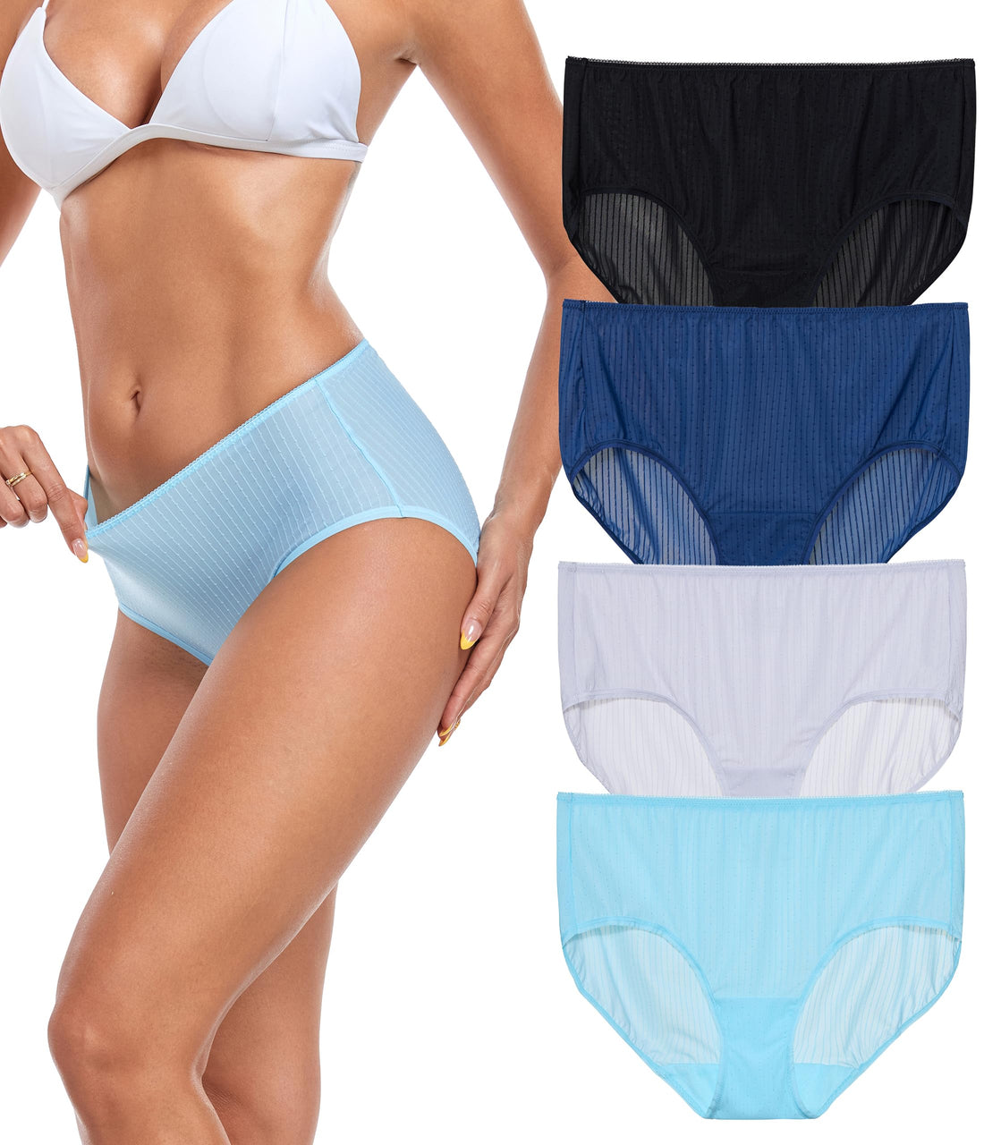 ANLIQI Quick Dry Underwear for Women Travel Panties Pack Hipster Panty Soft & Lightweight Bikini Brief Stay Fresh Undies