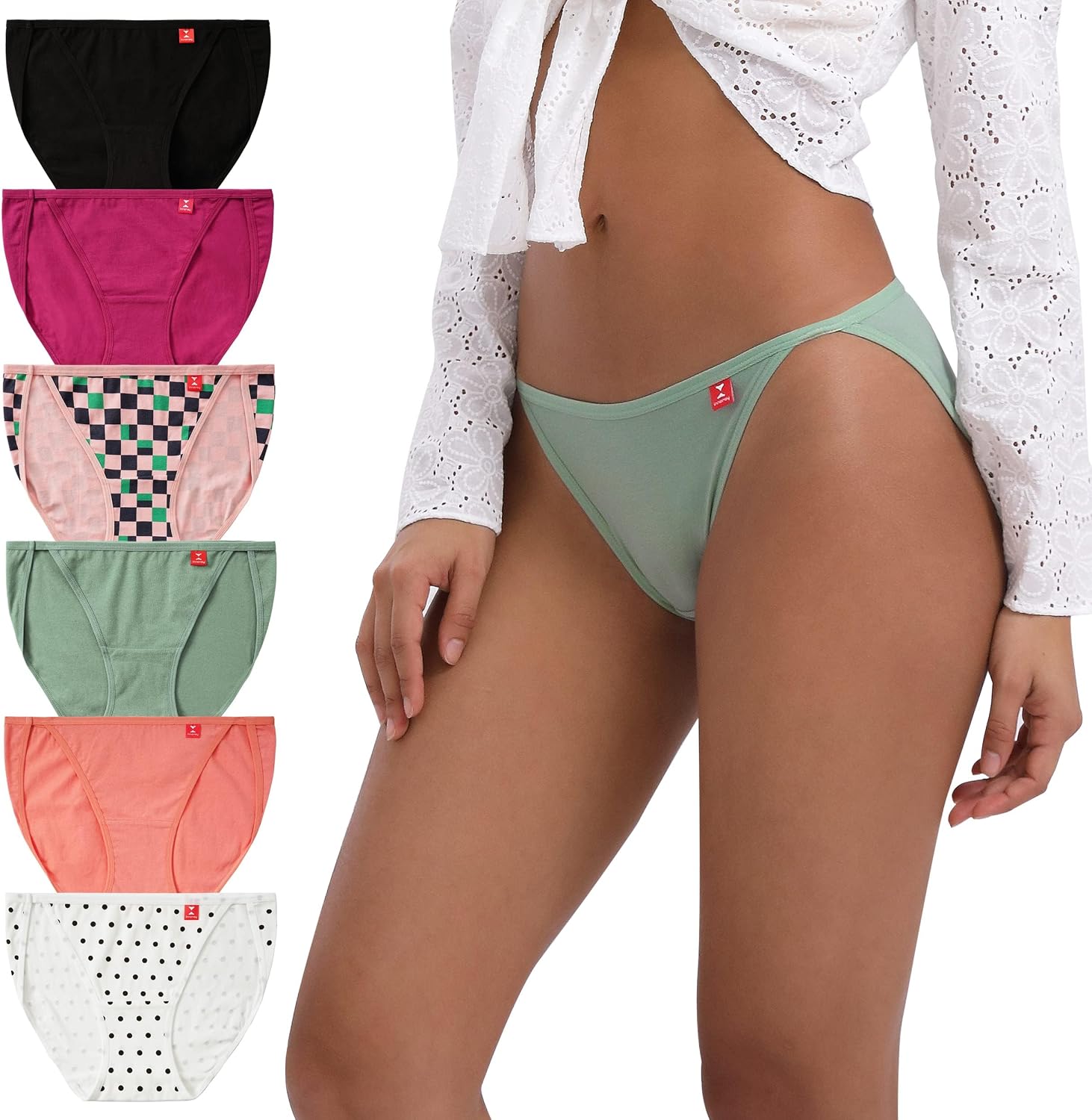 INNERSY Women's Cotton String Bikini Underwear 6-Pack