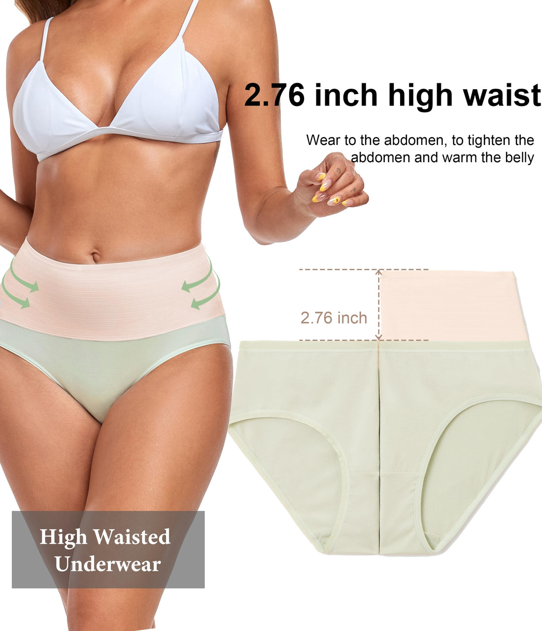 ANLIQI Women's Modal Underwear High Waisted Full Coverage Briefs Soft Stretch Breathable Ladies Hipster Panties Multipack