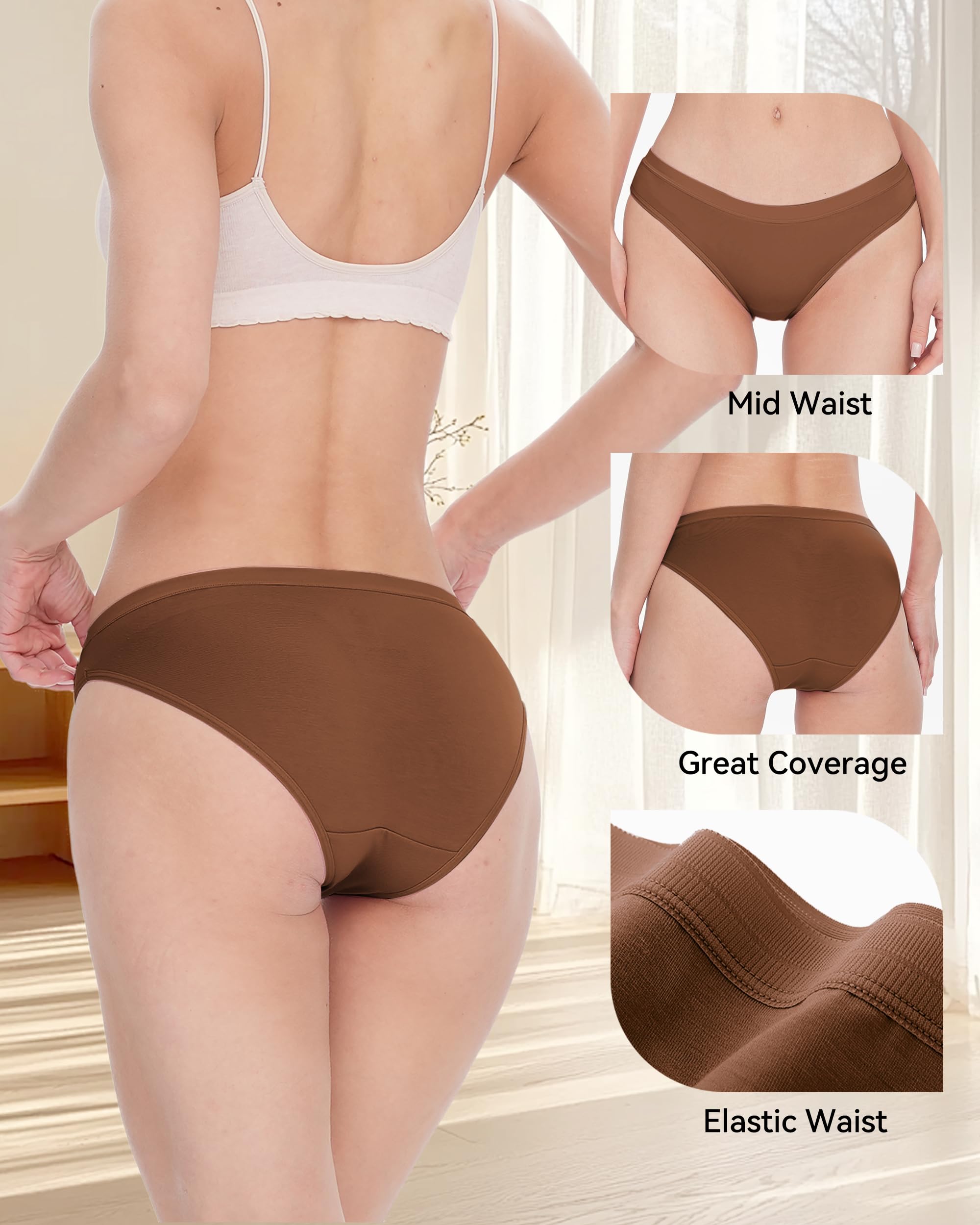 BAMBOO COOL Womens Underwear Bikini Underpants Hipster Ladies Panties Soft Stretch Breathable Panties for Women, 5-Pack