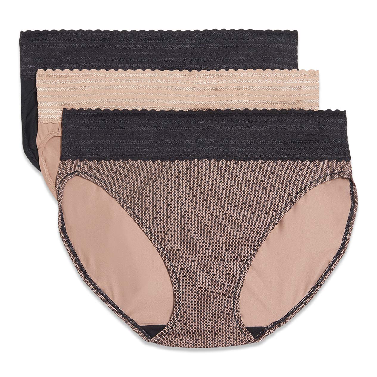 Warner's Women's Blissful Benefits No Muffin Top Micro Hi-cut Panties With Lace Multipack