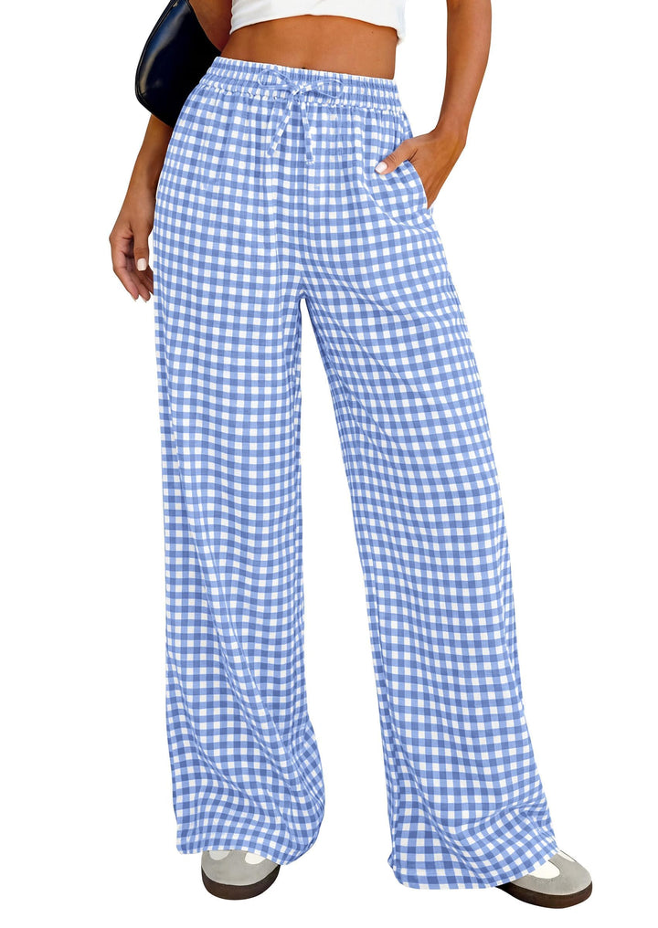 PRETTYGARDEN Gingham Pants Women Cotton Pajama Bottoms