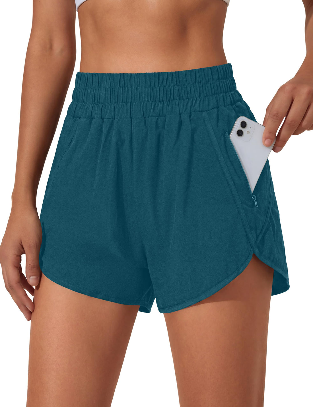 BMJL Women's Running Shorts Elastic High Waisted with Pockets, 2.5" Sporty Workout Quick Dry Athletic Shorts