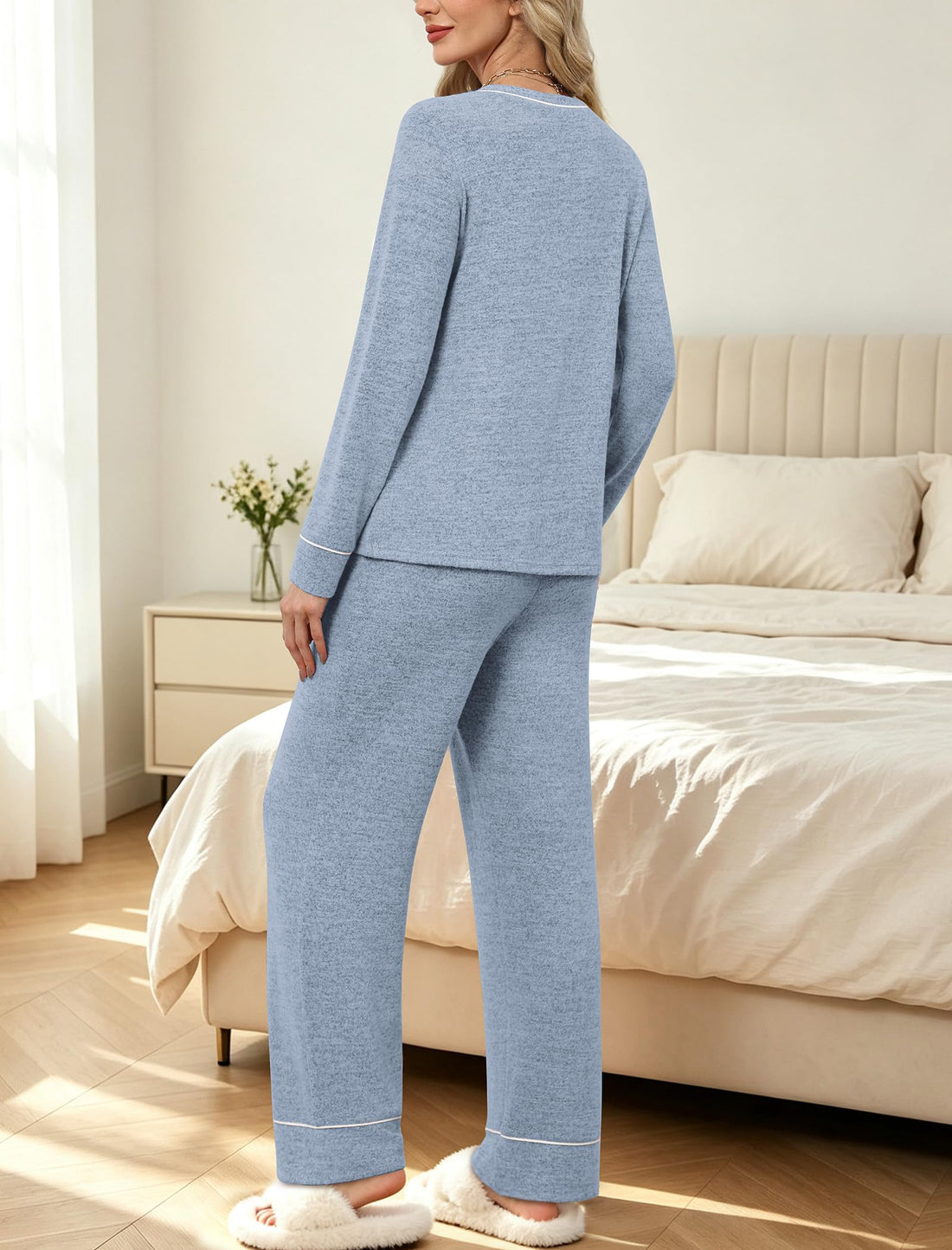 WIHOLL Pajamas for Women Set Soft Pjs Long Sleeve Two Piece Lounge Sets