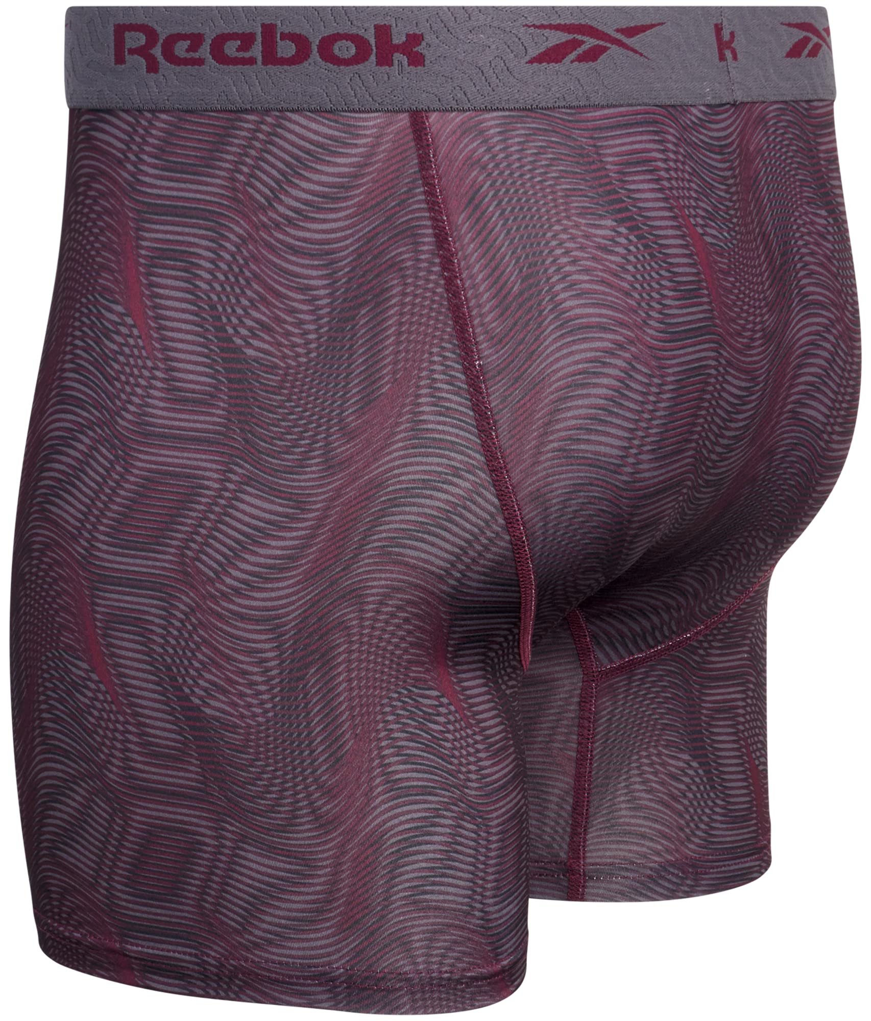 Reebok Mens Boxer Briefs - 4 Pack Underwear with Contour Pouch, 6'' Inseam | Athletic Stretch Performance Moisture-Wicking Fabric, No Fly Pouch, Tag-Free Waistband