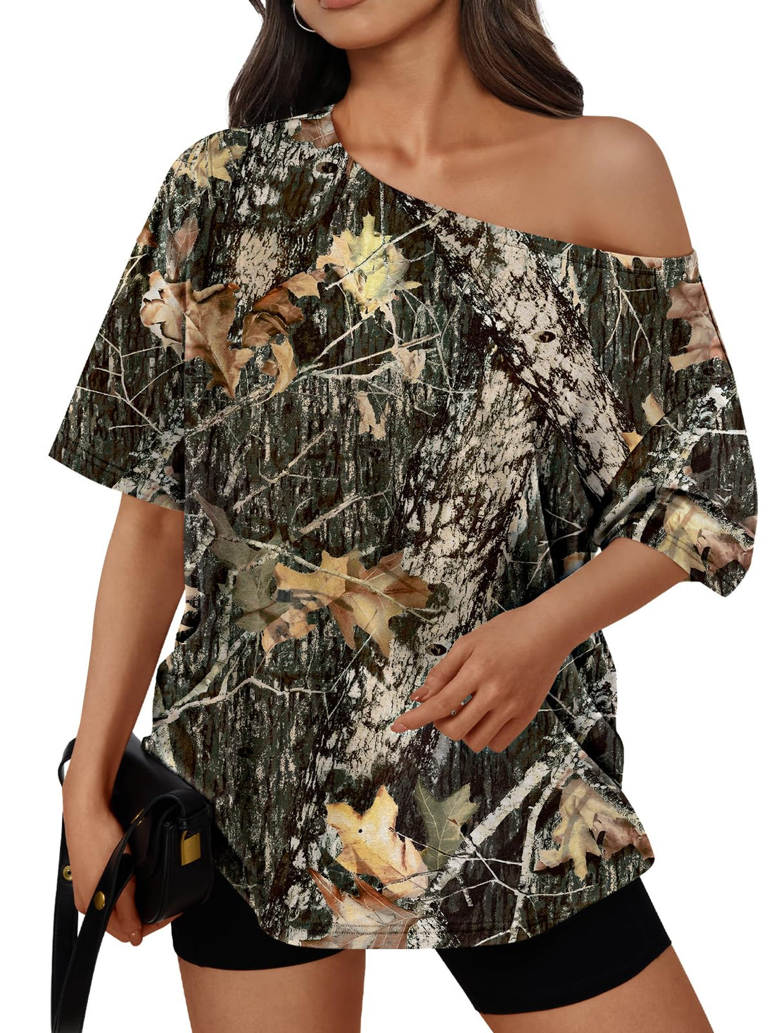 Trendy Queen Womens Off the Shoulder Tops Oversized Summer T-Shirts 2026 | Breathable comfort stretch fabric, short sleeve, basic oversized tees, casual workout gym, y2k going out clothes