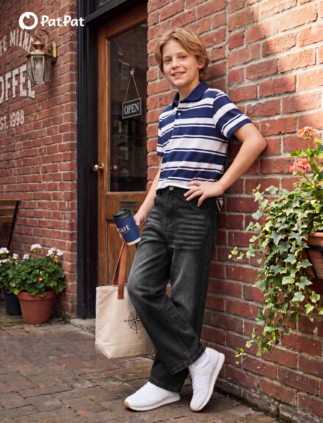 PATPAT Boys Baggy Jeans, Classic Straight Leg Jeans for Boys, 5-14 | Comfort & Breathable Boys' Jeans, Elastic Baggy Pants for Growing Child, School Attire, Outdoor, Gift Giving