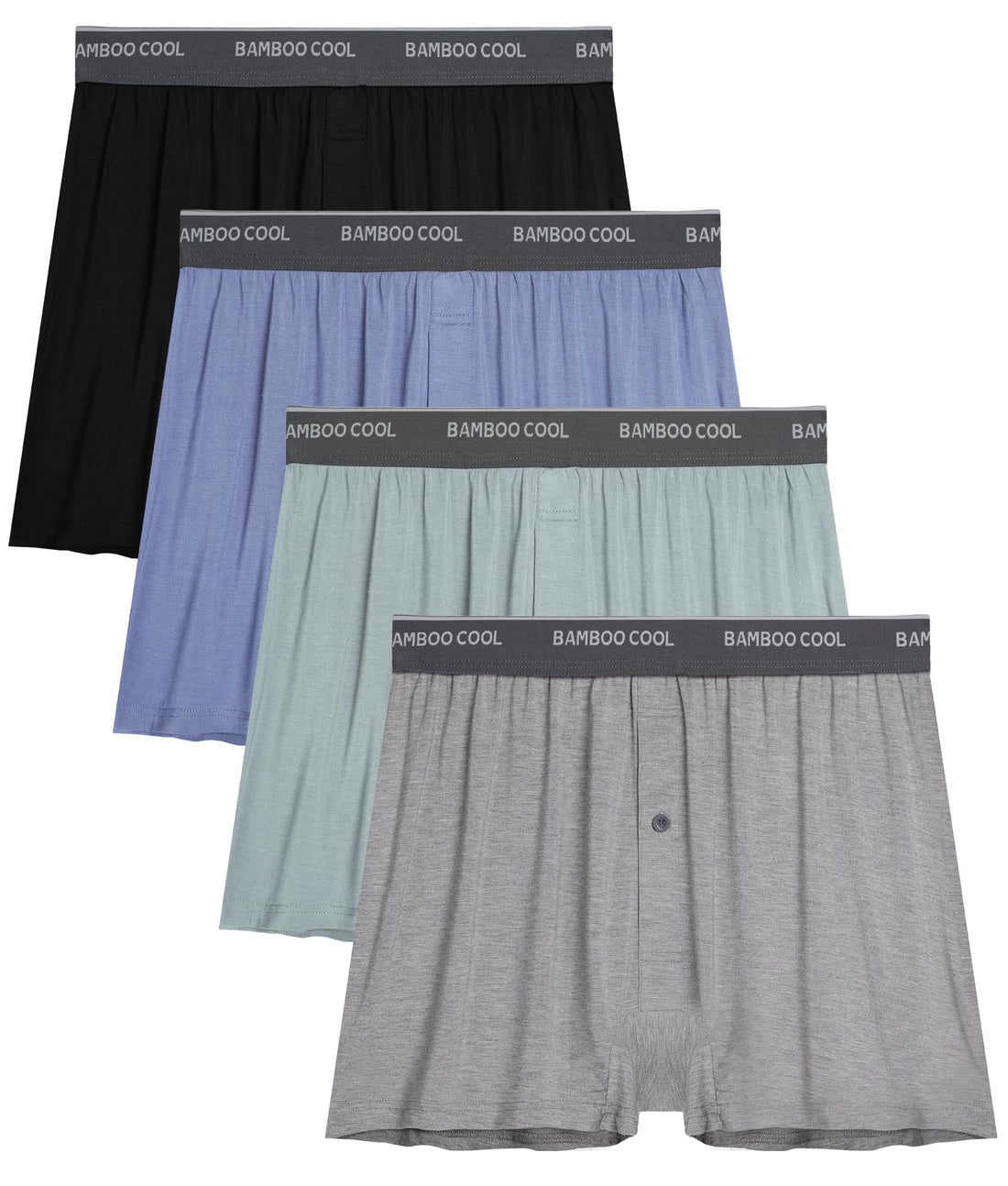BAMBOO COOL Men's Underwear Boxer Shorts,Breathable knit Boxers,Stretch and Relaxed Fit 4 Pack