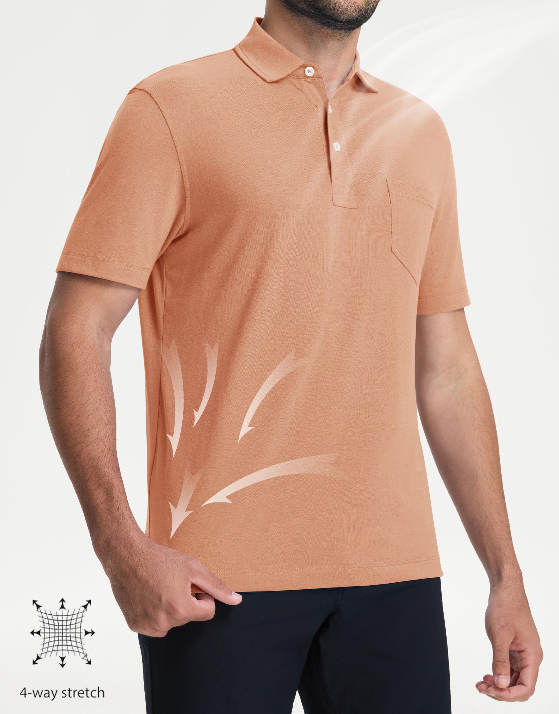 M MAELREG Mens Golf Shirts Short Sleeve Lightweight Soft Cotton Blend with Pocket Summer Casual Daily Wear