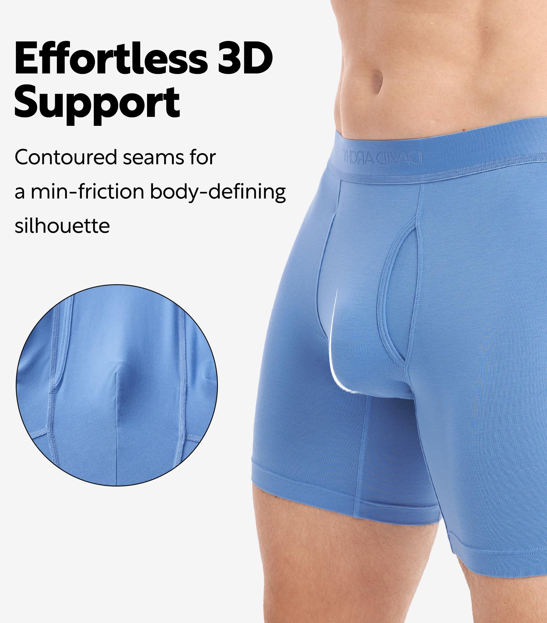 DAVID ARCHY Mens Underwear Breathable Silky Soft Modal Boxer Briefs for Men Pack 4, Wide Waistband No Ride Up