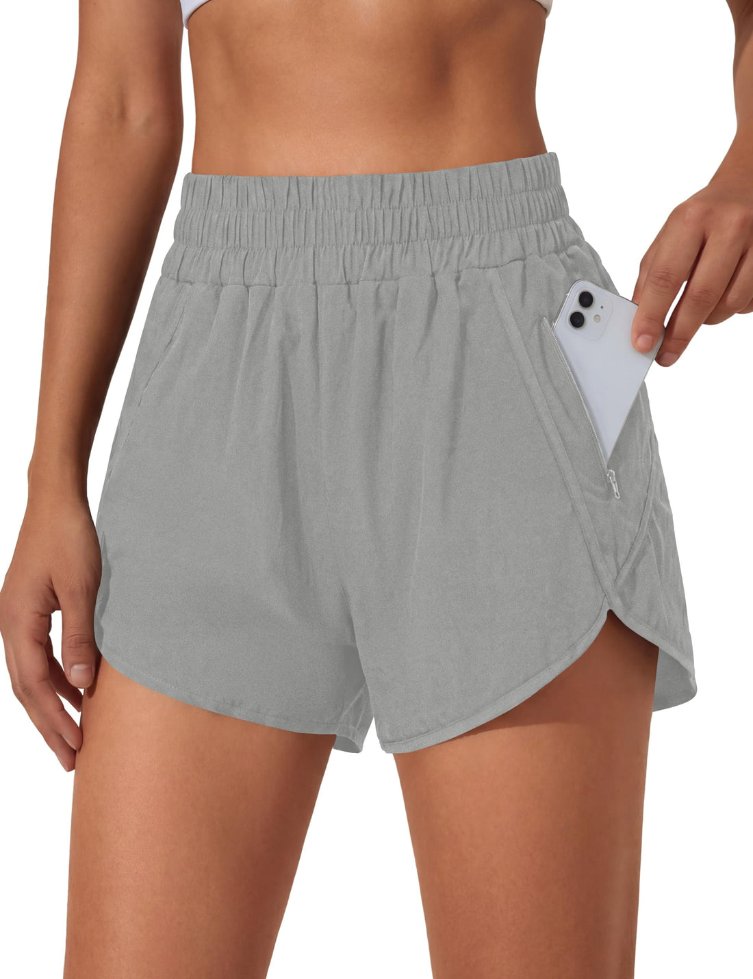 BMJL Women's Running Shorts Elastic High Waisted with Pockets, 2.5" Sporty Workout Quick Dry Athletic Shorts