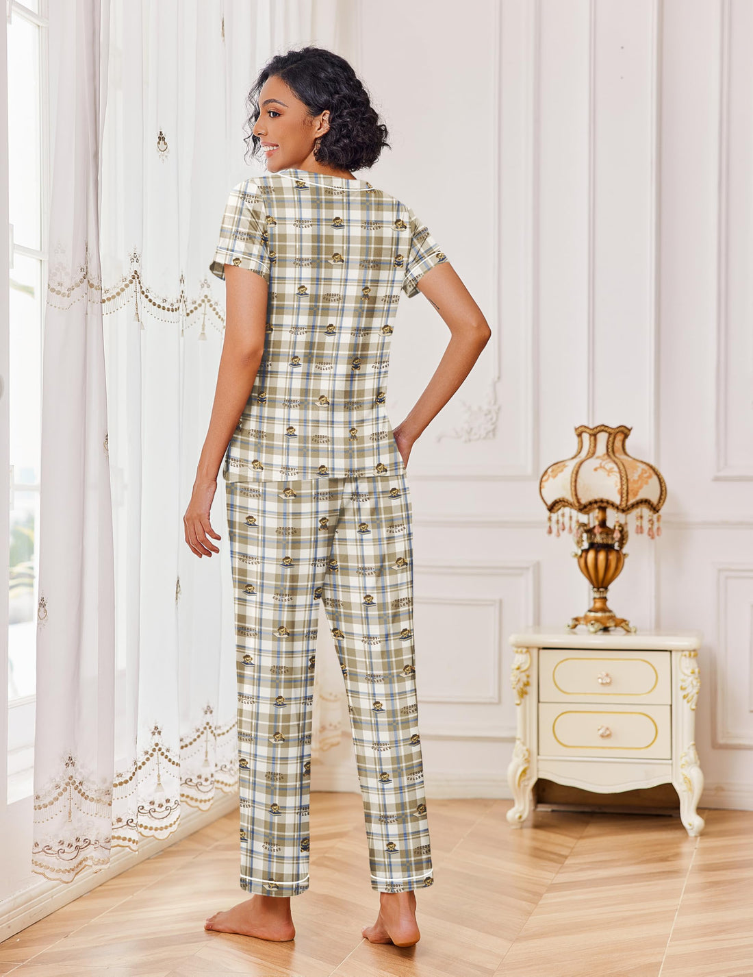 Ekouaer Pajamas for Women Set 2 Piece Lounge Set Soft Pajama Sets Short Sleeve and Pants Pj Sets Loose Sleepwear with Pockets