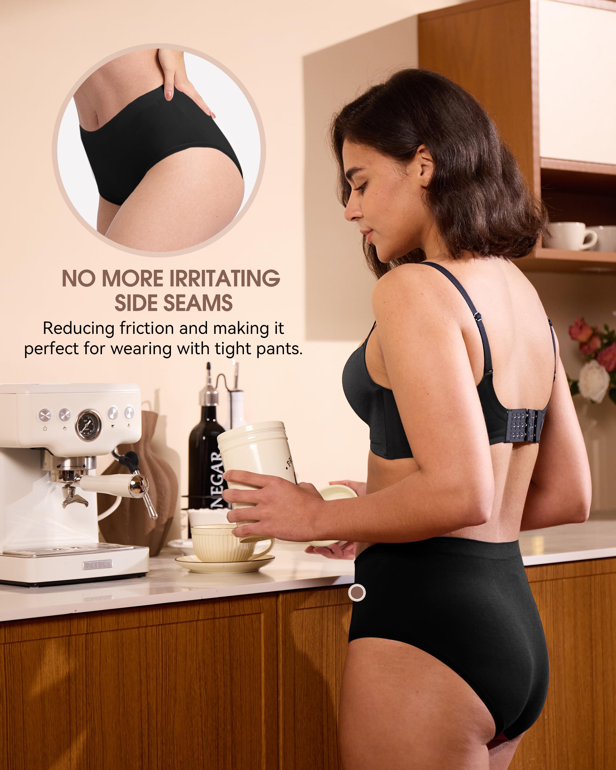 BAMBOO COOL Women's Underwear Ladies Brief Seamless Panties Moisture Wicking Stretchy Full Coverage