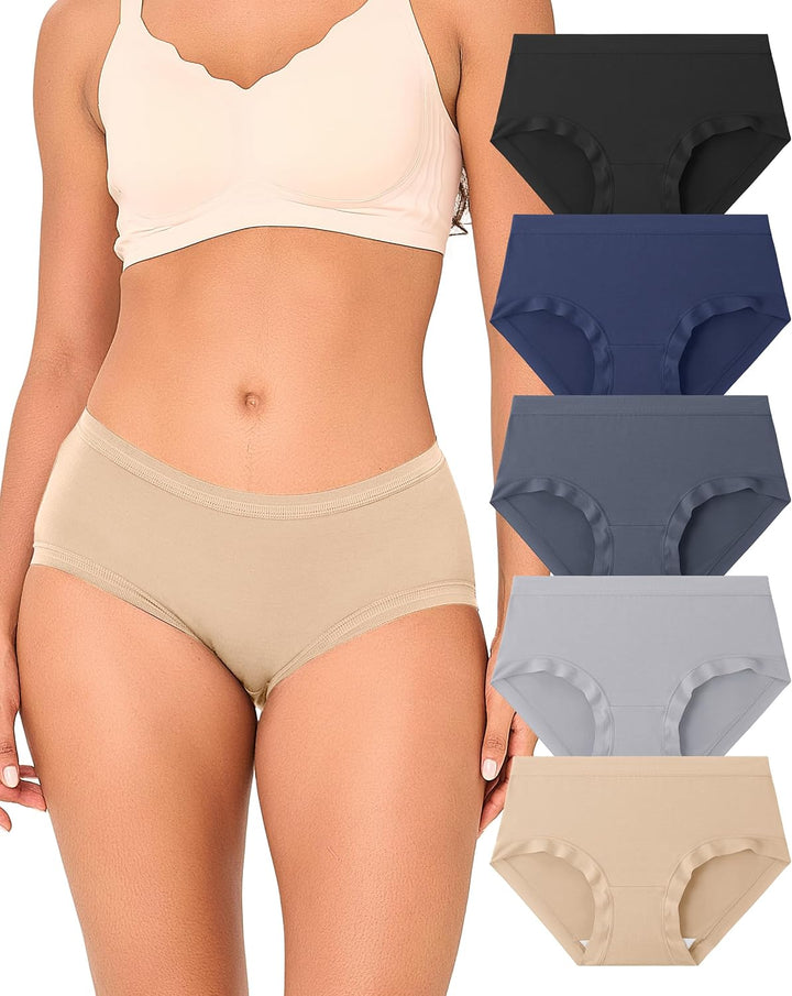 BAMBOO COOL Women's Underwear Briefs for Women Lightweight Ladies Panties Moisture-Wicking Stretchy Soft Breathable 5-pack