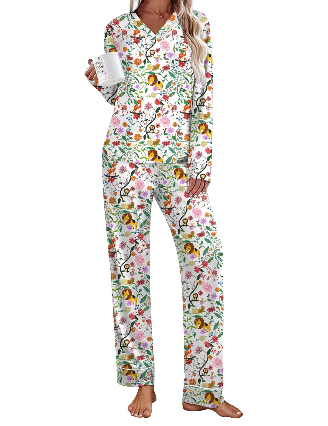 Ekouaer Womens Pajamas Sets 2 Piece PJs Long Sleeve Sleepwear Loungewear