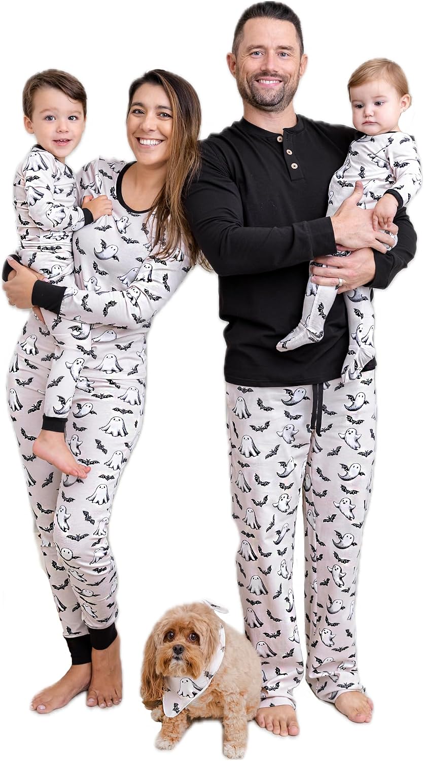 Holiday Family Matching Pajamas sets Organic Cotton Christmas/Halloween Family PJs for Adults, Kids, Baby And Pets