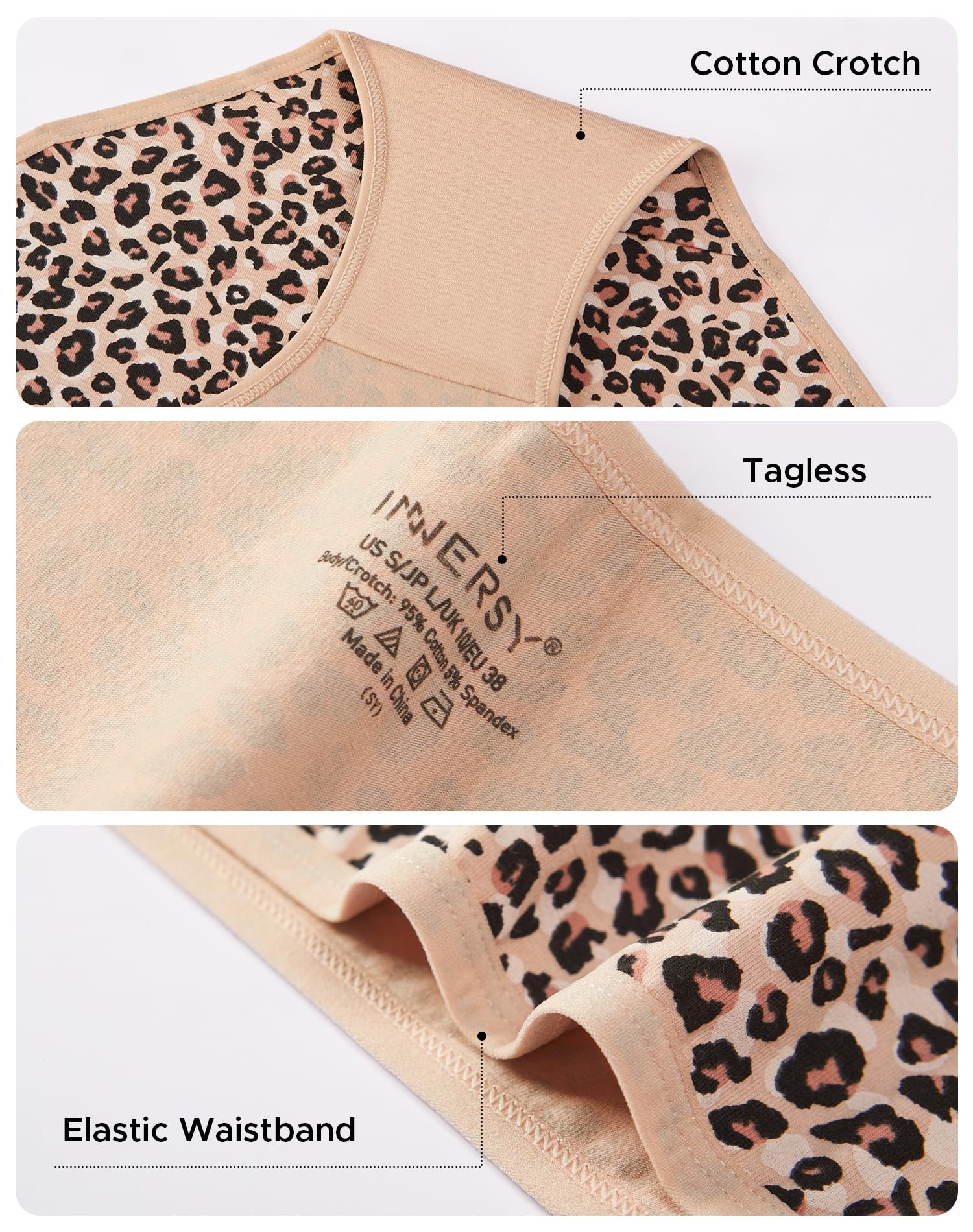 INNERSY Women's Cotton Underwear Low Rise Hipster Panties 6-Pack