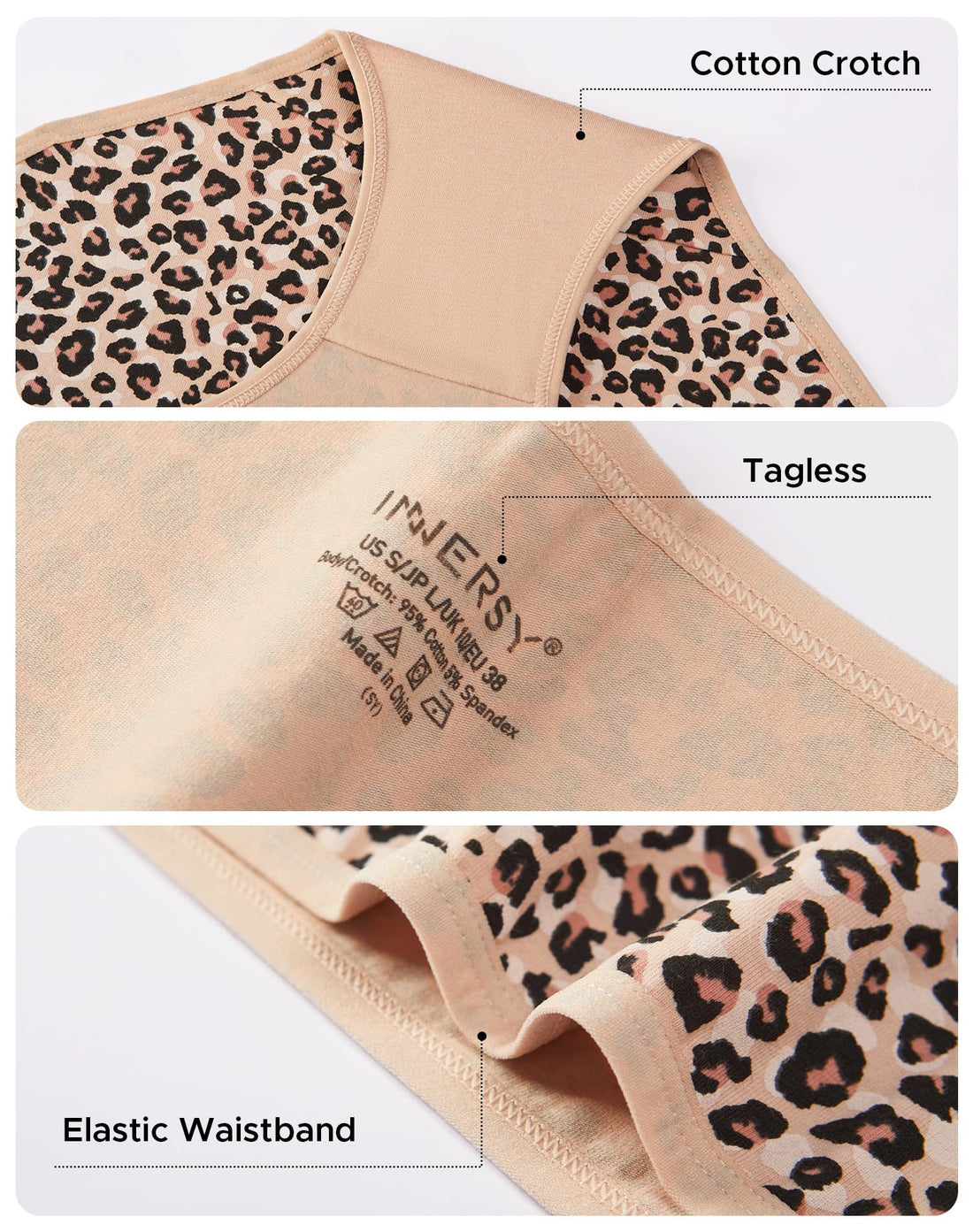INNERSY Women's Cotton Underwear Low Rise Hipster Panties 6-Pack
