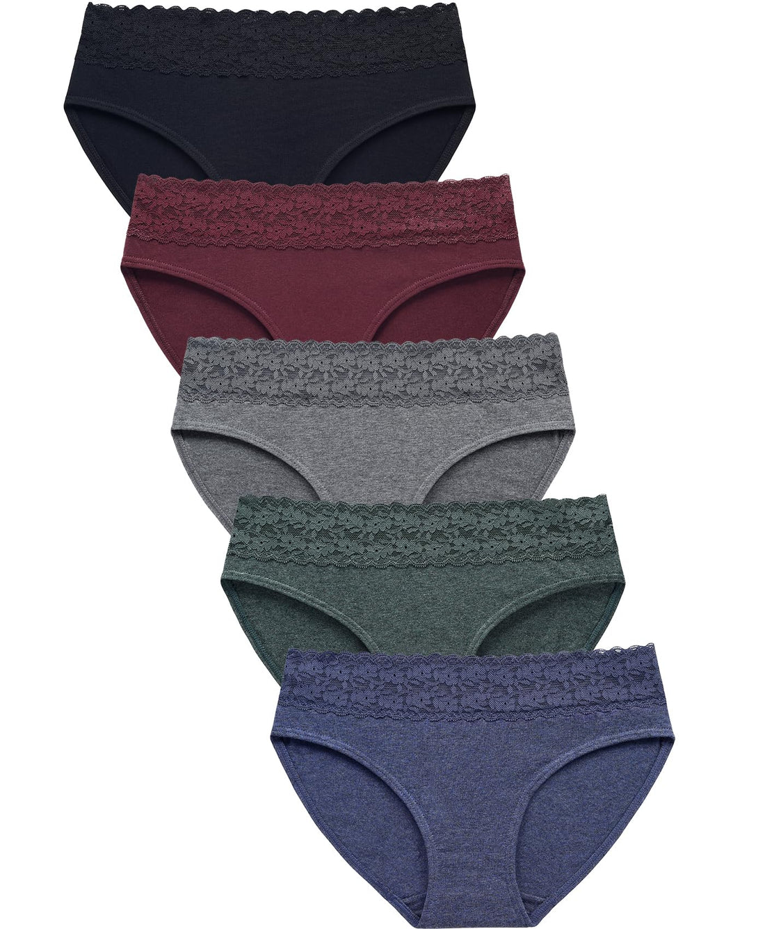 Wealurre Cotton Panties for Women Bikini Underwear Hipster Underpants Lace Briefs Pack