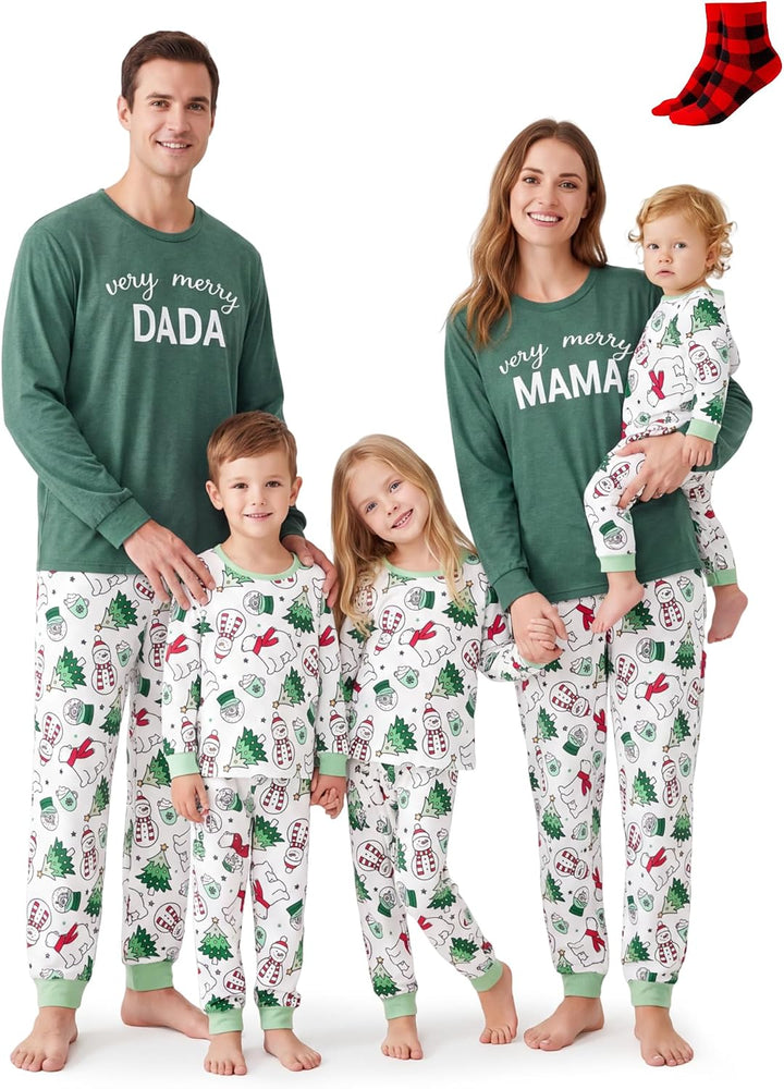 PATPAT Family Christmas Pajamas Matching Sets Gingerbread PJs with Socks