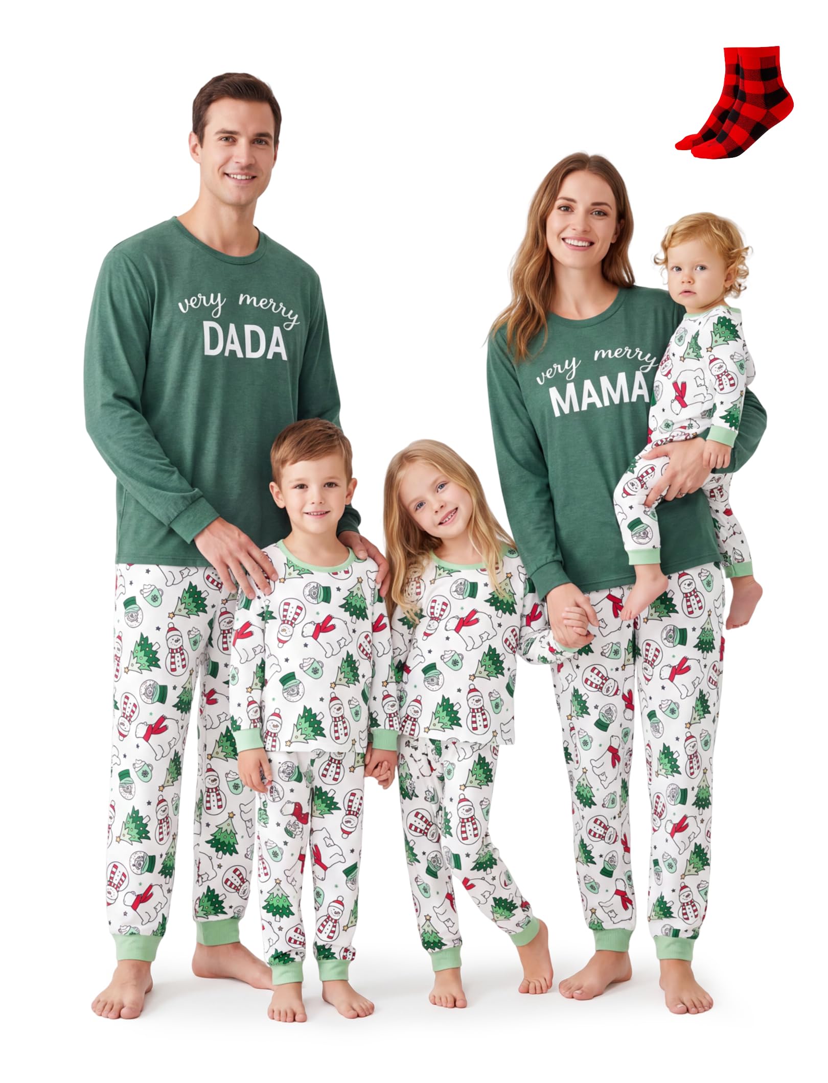 PATPAT Family Christmas Pajamas Matching Sets Gingerbread PJs with Socks