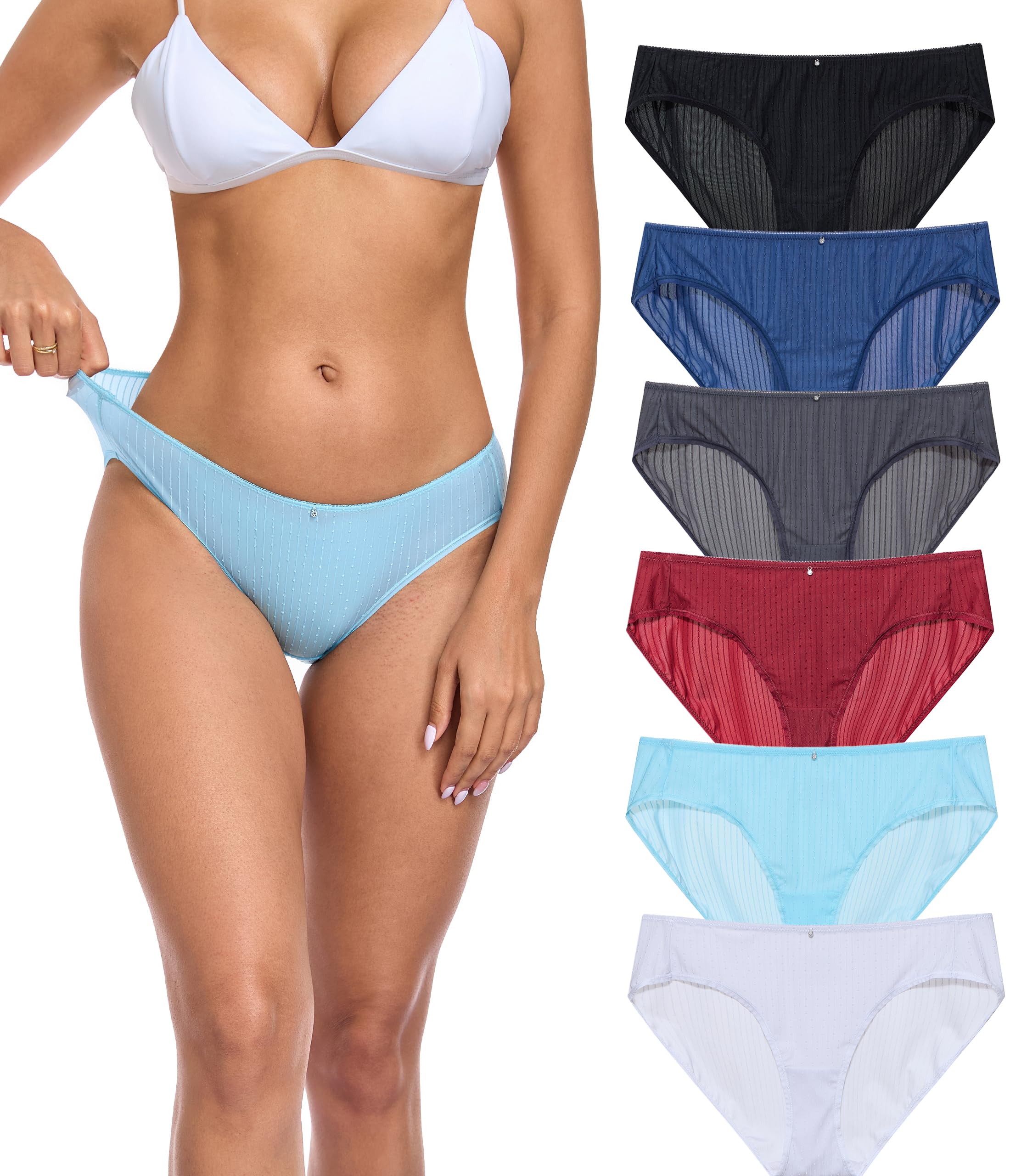 ANLIQI Womens Bikini Underwear Quick Dry Travel Panties Packs Ployamide Hipster Low Rise Soft Fast Wash Comfy Lady Undies
