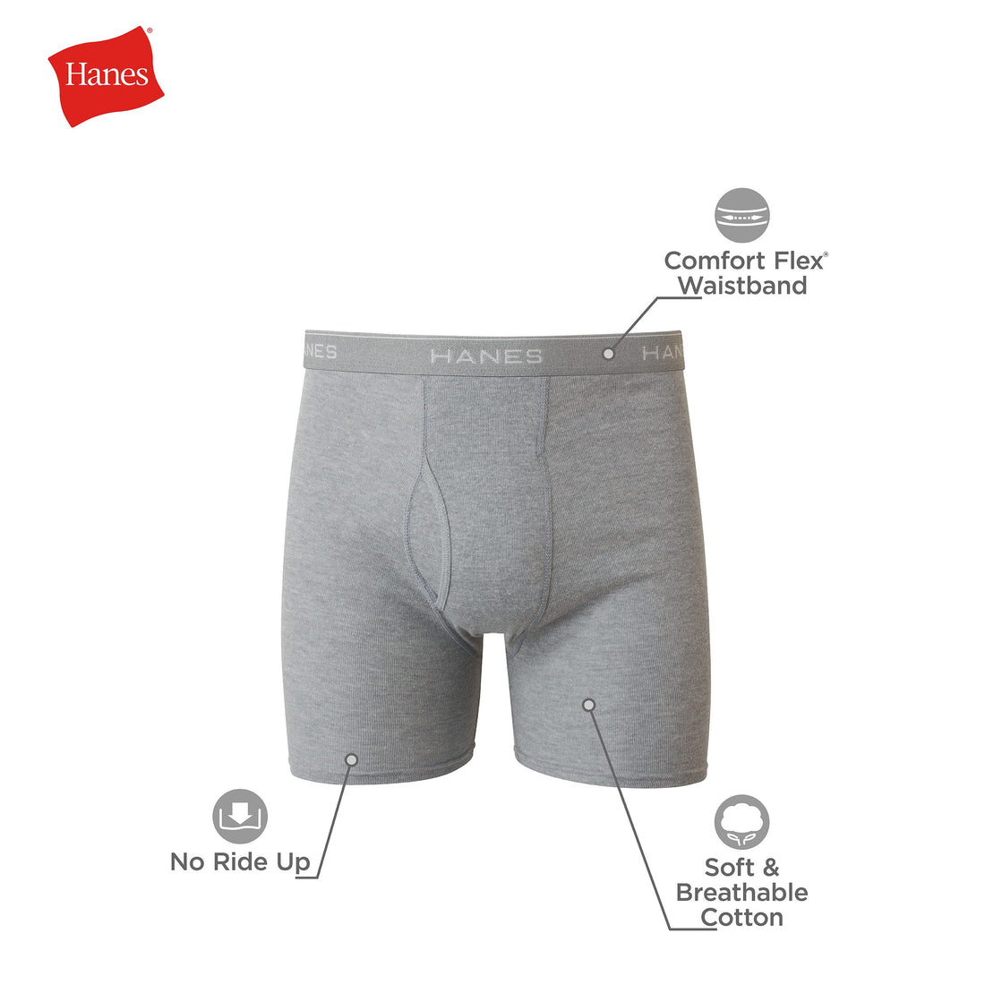 Hanes mens Underwear Boxer Briefs Pack, Cool & Breathable Cotton Moisture-wicking Underwear for Men, No Ride Up