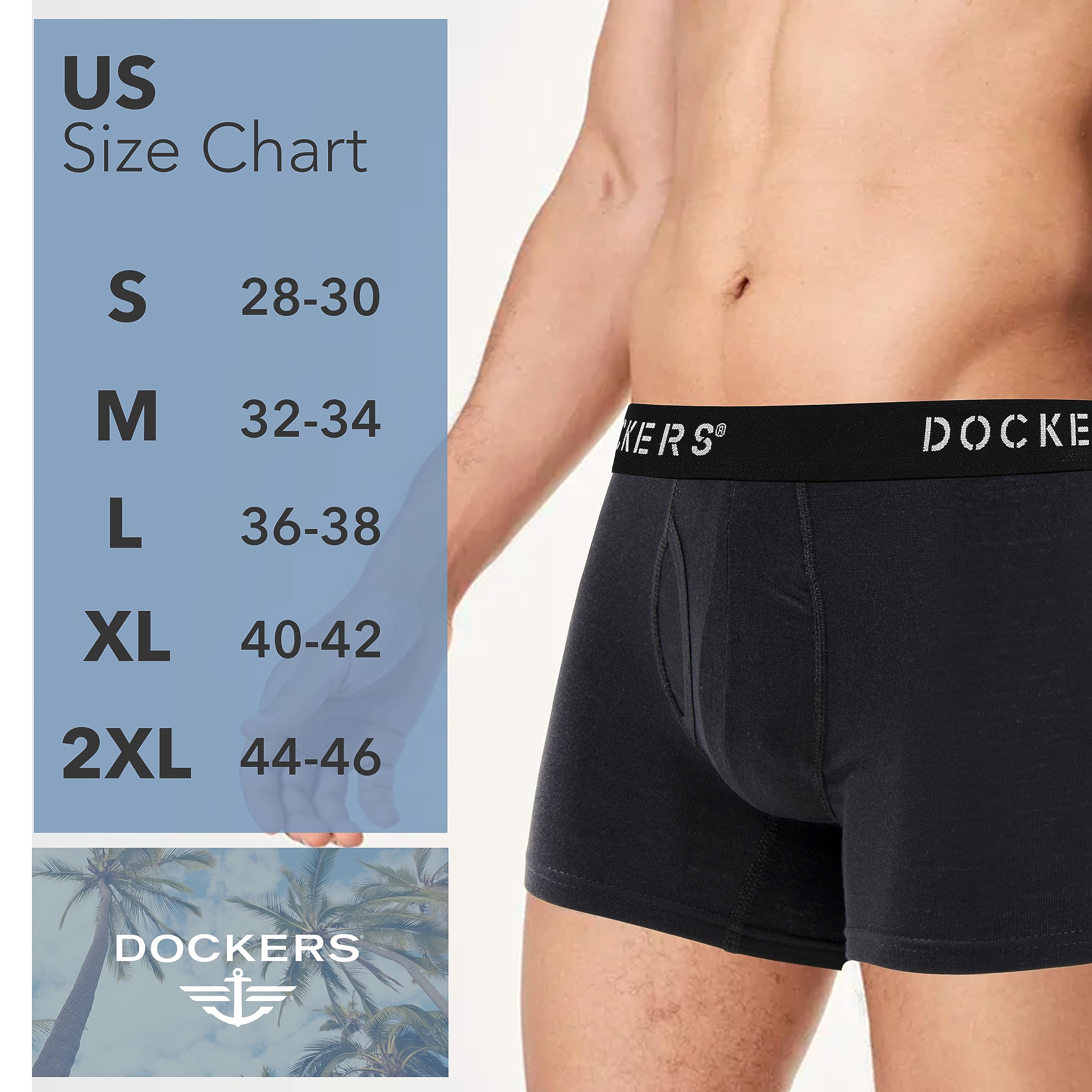 DOCKERS Mens Boxer Briefs Breathable Cotton Underwear for Men Pack of 5