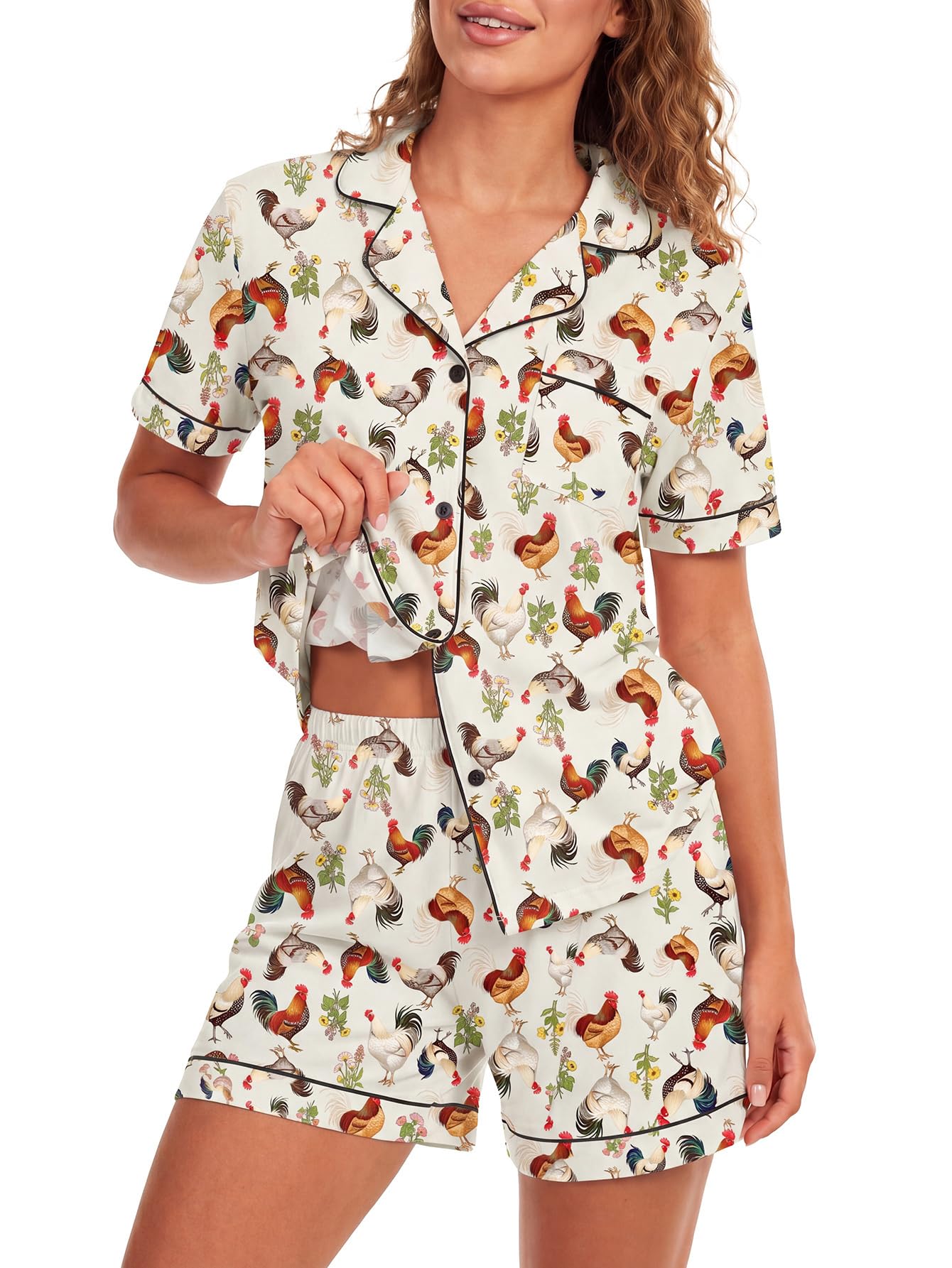 LYANER Women's Heart Print Pajamas Sets